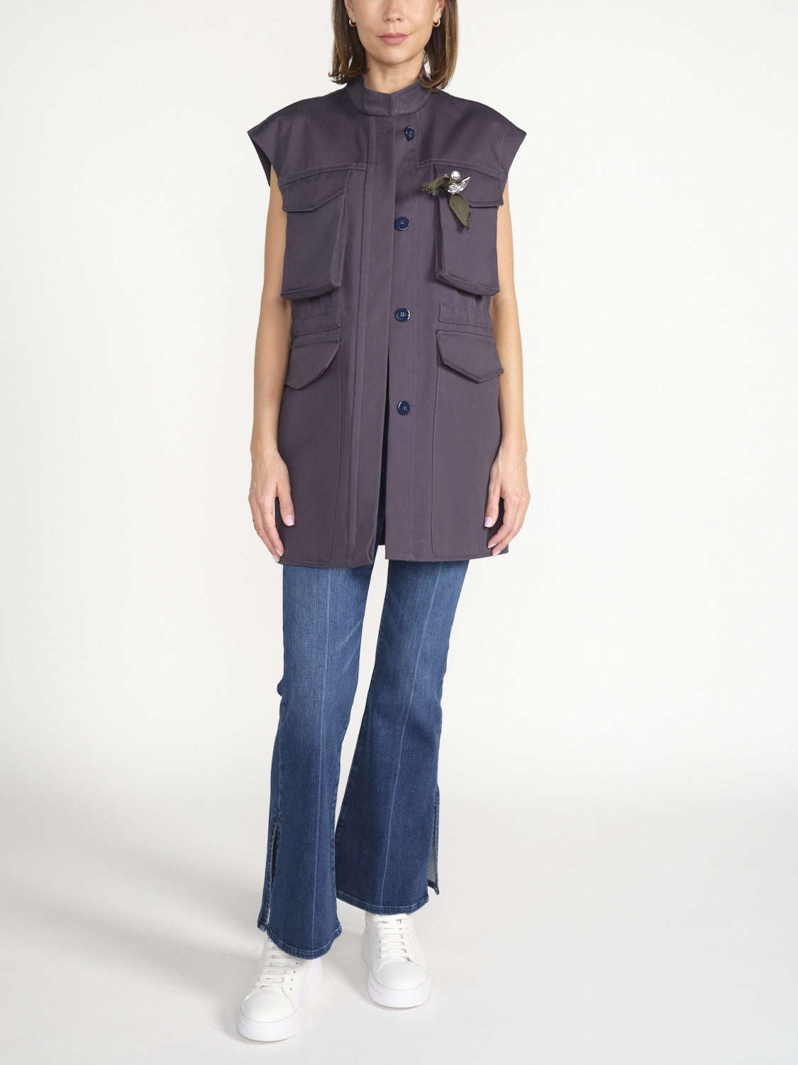 Odeeh Gilet oversize in robusto cotone   marine S