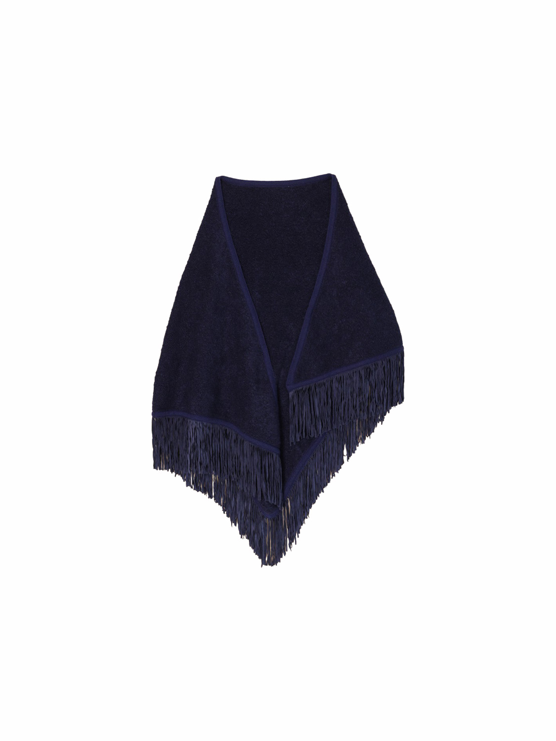 Antonia Zander Triangolo scarf with leather fringes  blue One Size