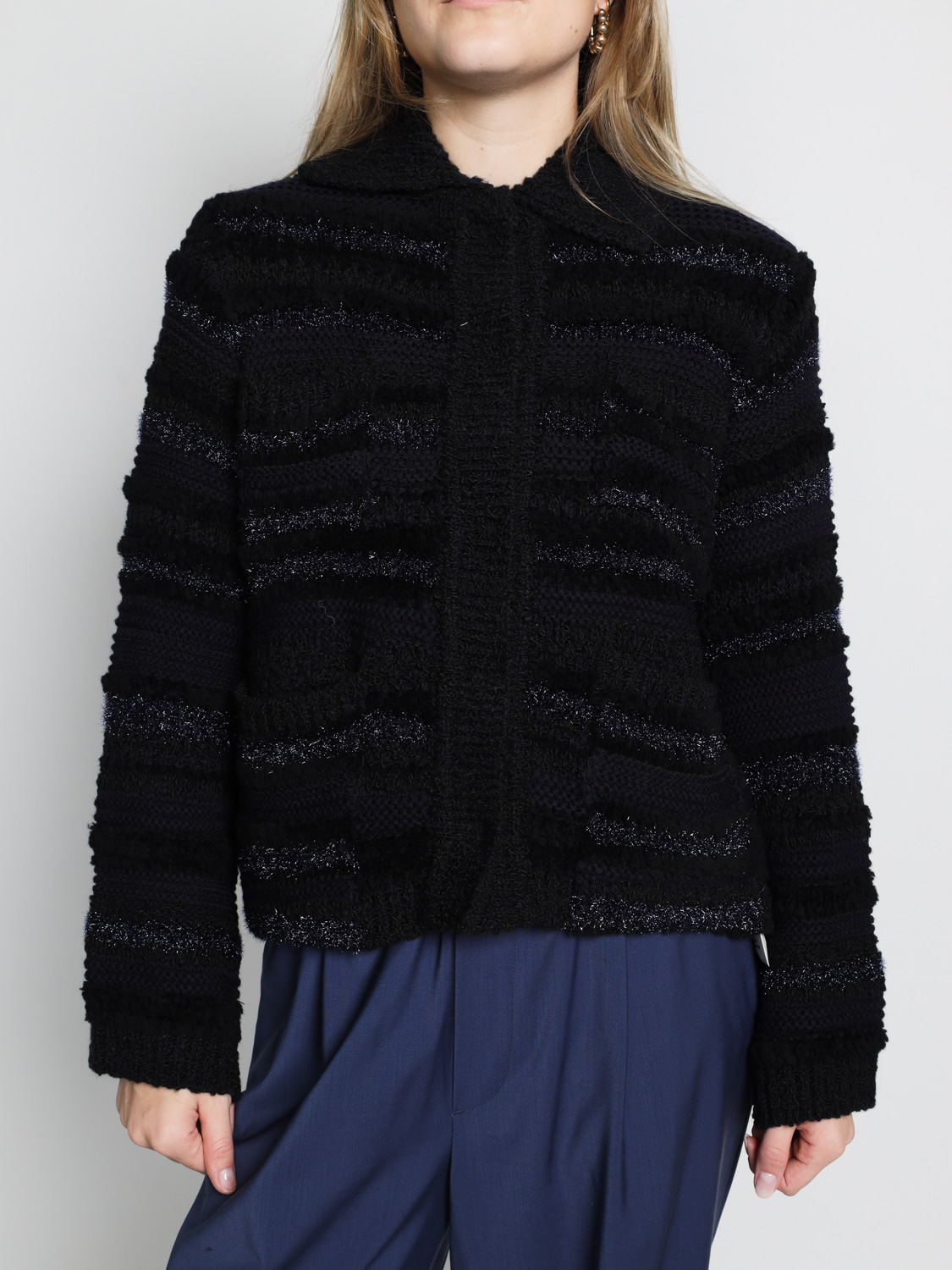 Dorothee Schumacher Bold Structures – chunky knit wool jacket marine XS