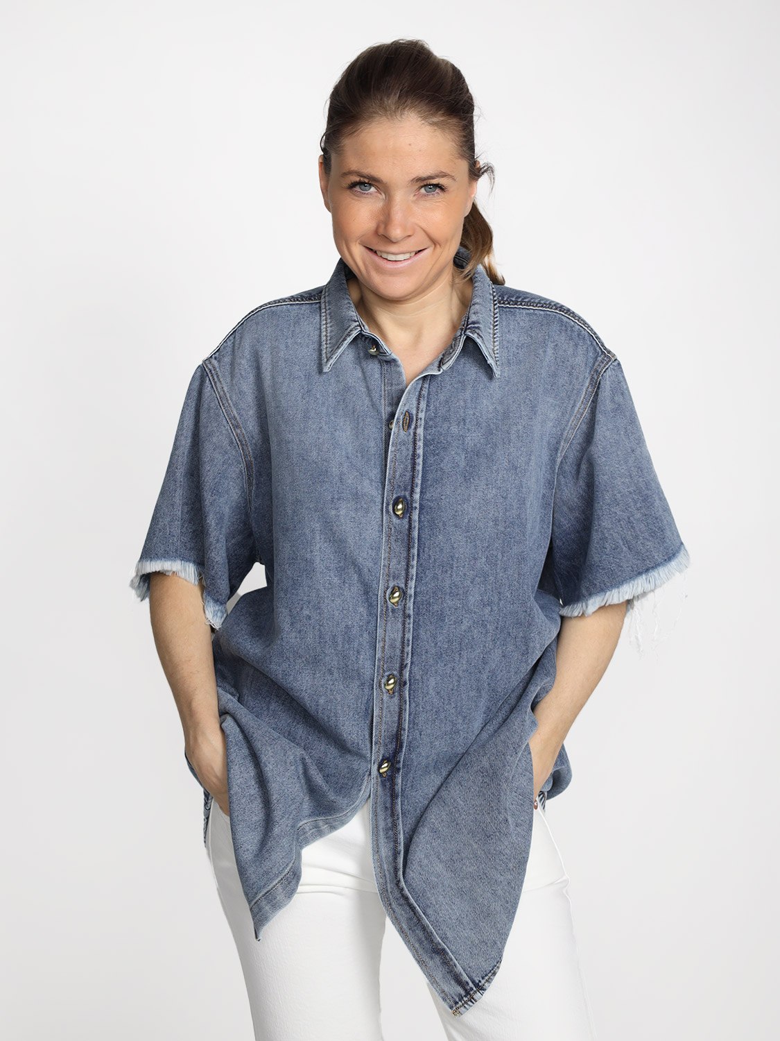 Darkpark Tina – shirt in denim look blue XS