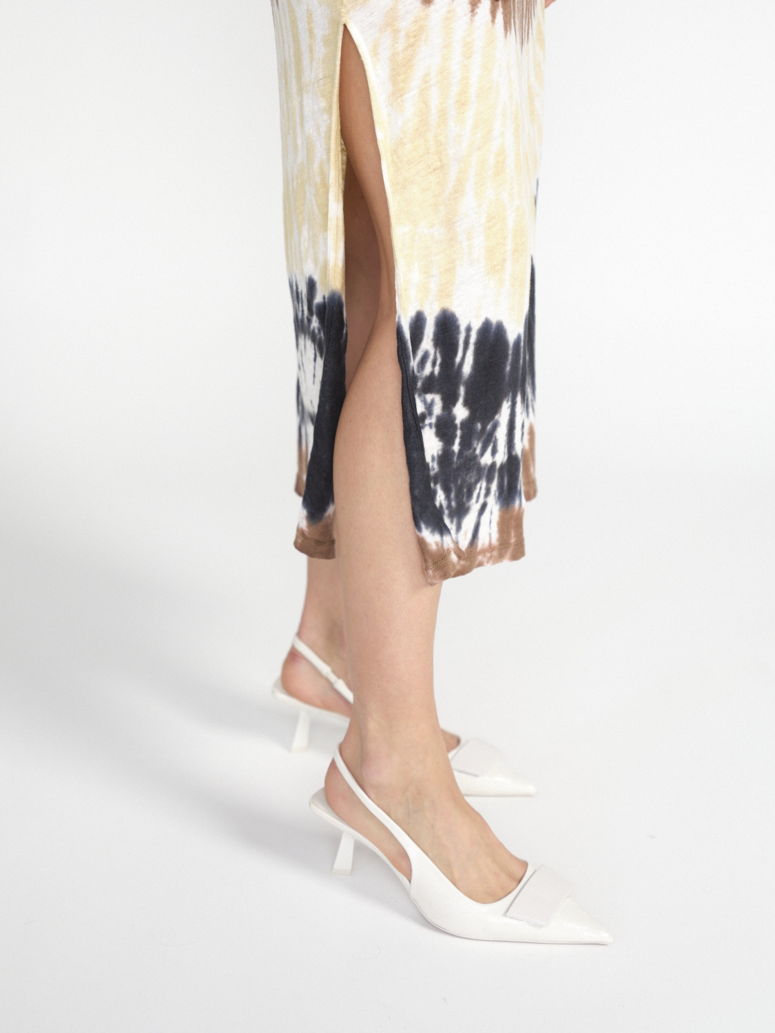 Kujten Midi dress with tie-dye print  beige M/L