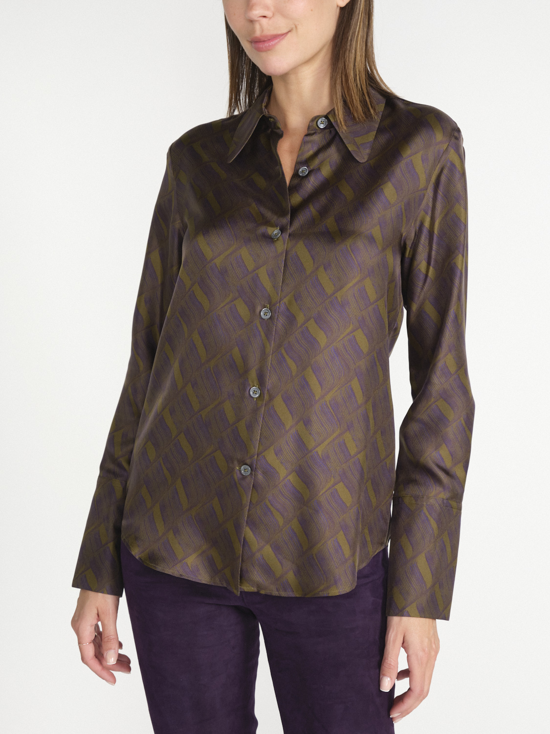 Odeeh Silk blouse with wave pattern  multi 38