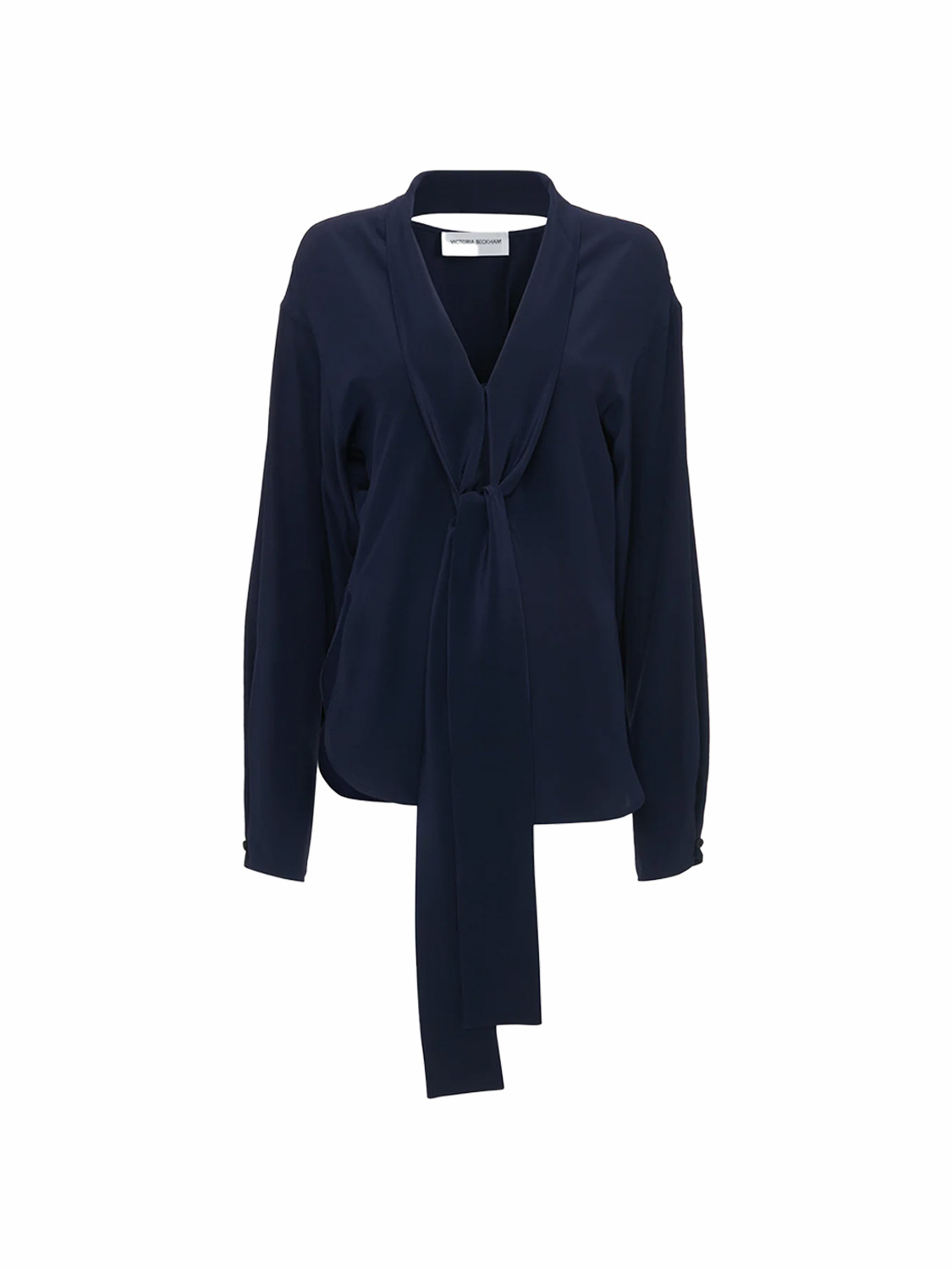 Victoria Beckham V-neck blouse with scarf detail  marine 34