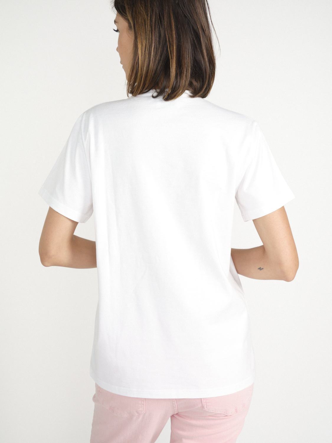 Barrie Cotton-t-shirt with cashmere application  creme S