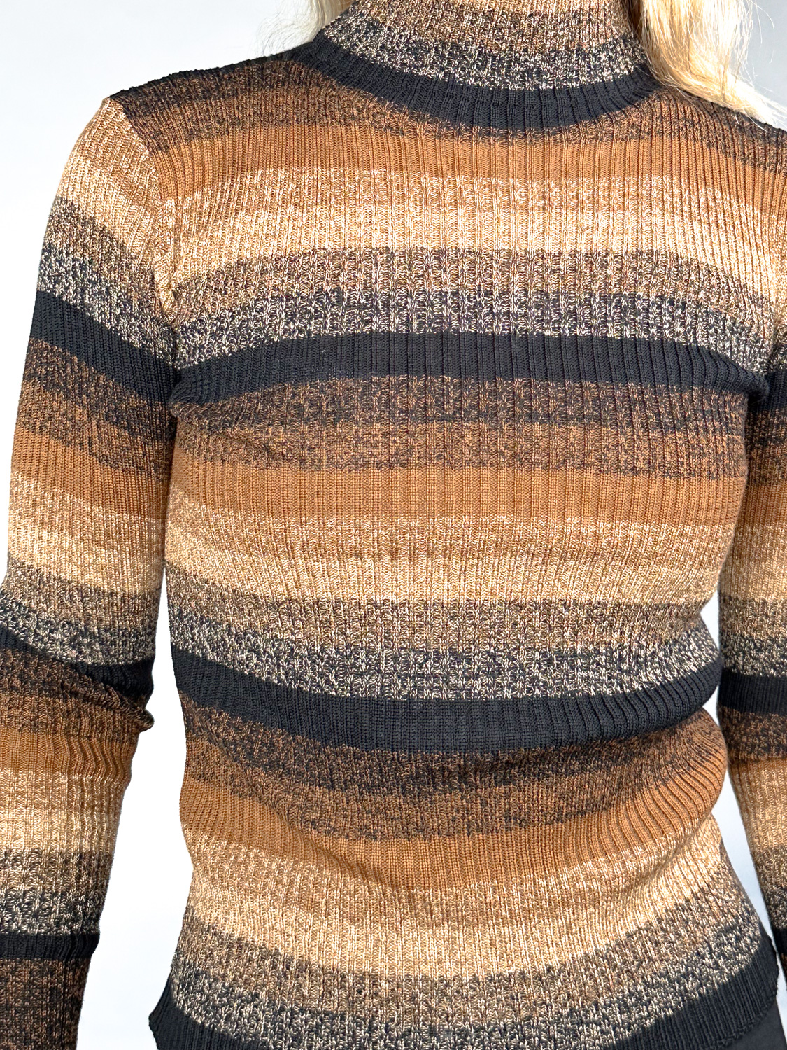 Roberto Collina Dolcevita Costa - Striped sweater made of merino wool   brown XS