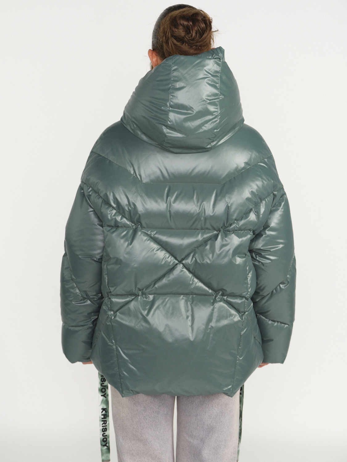 khrisjoy Puff Khris Iconic Shiny - Puffer jacket with hood green S/M