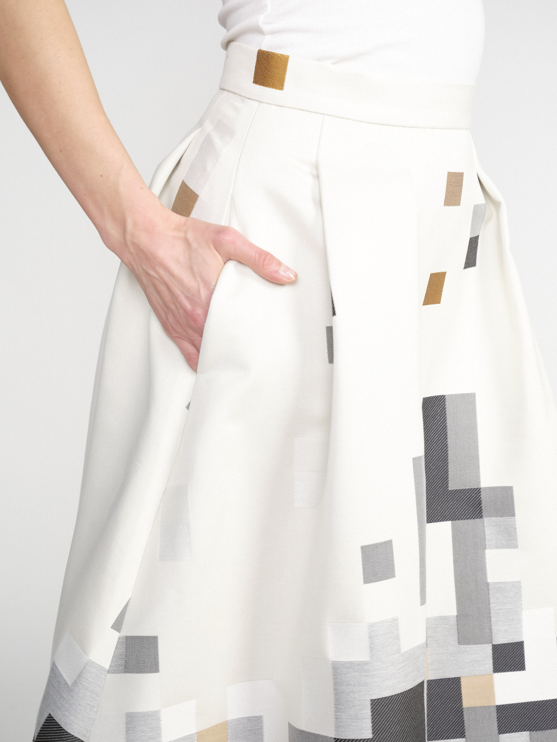 Antonia Zander Yacy flared skirt with graphic pattern  creme XS