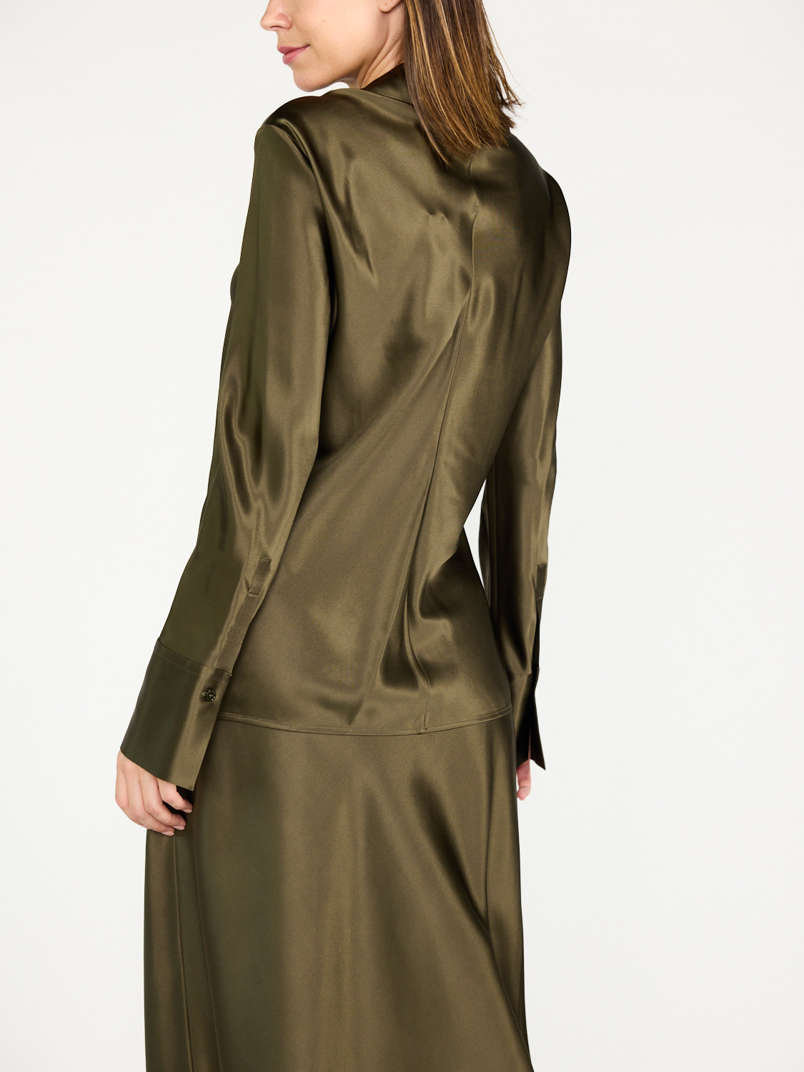 Joseph Brunel – Silk satin blouse  khaki 36