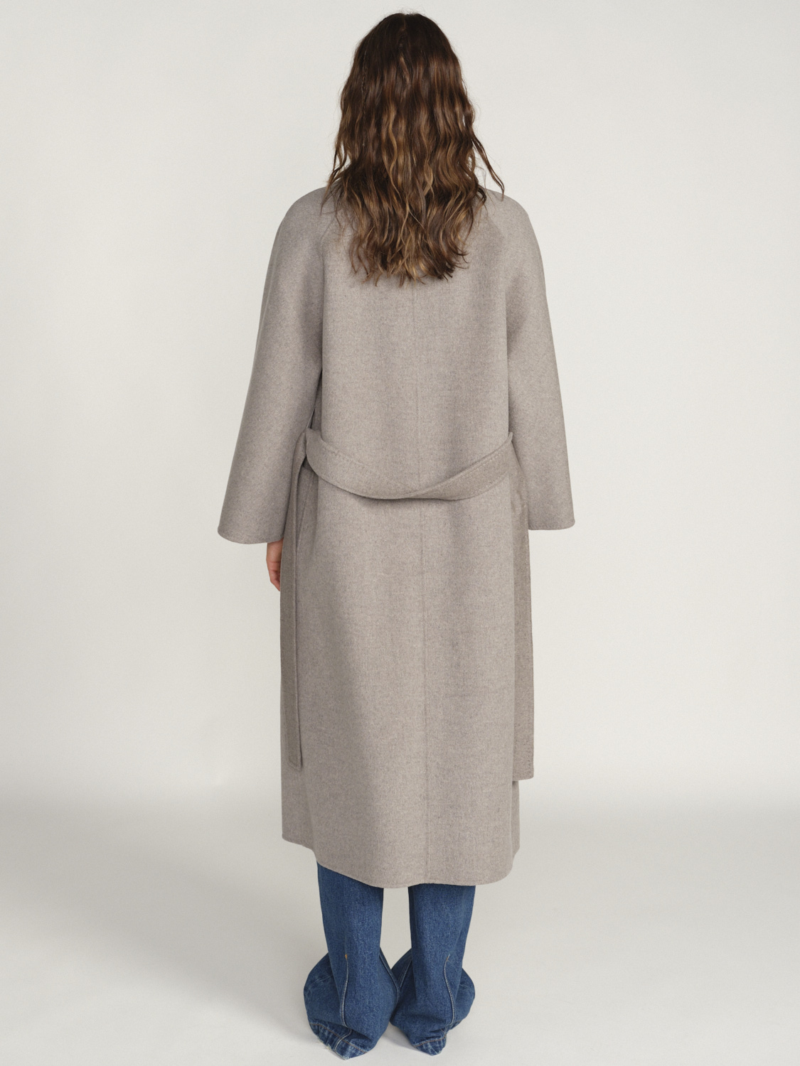 Arma Seguret - Cappotto oversize con cintura da annodare in lana grigio 38