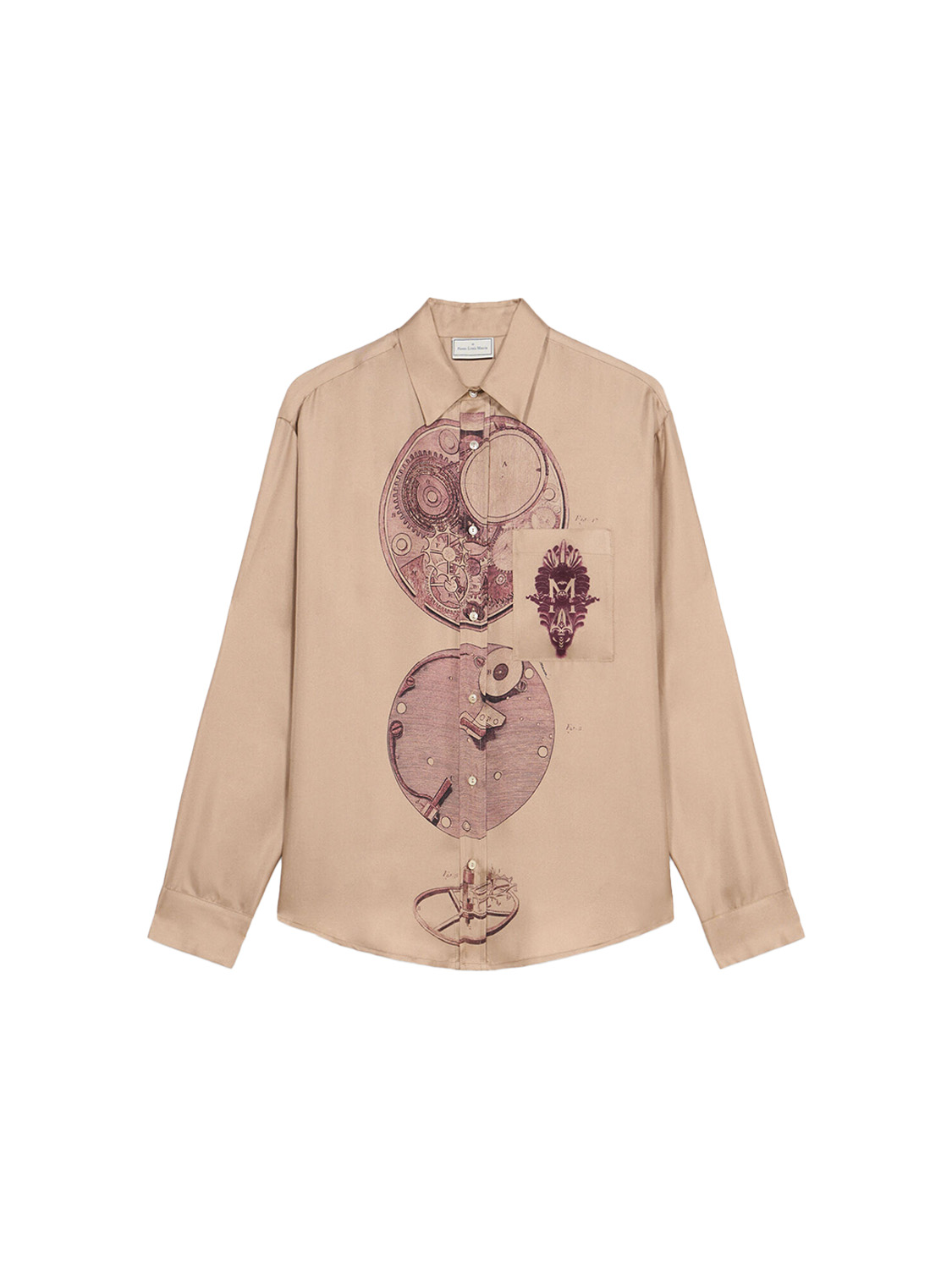 Pierre Louis Mascia Printed long-sleeved silk blouse  camel S