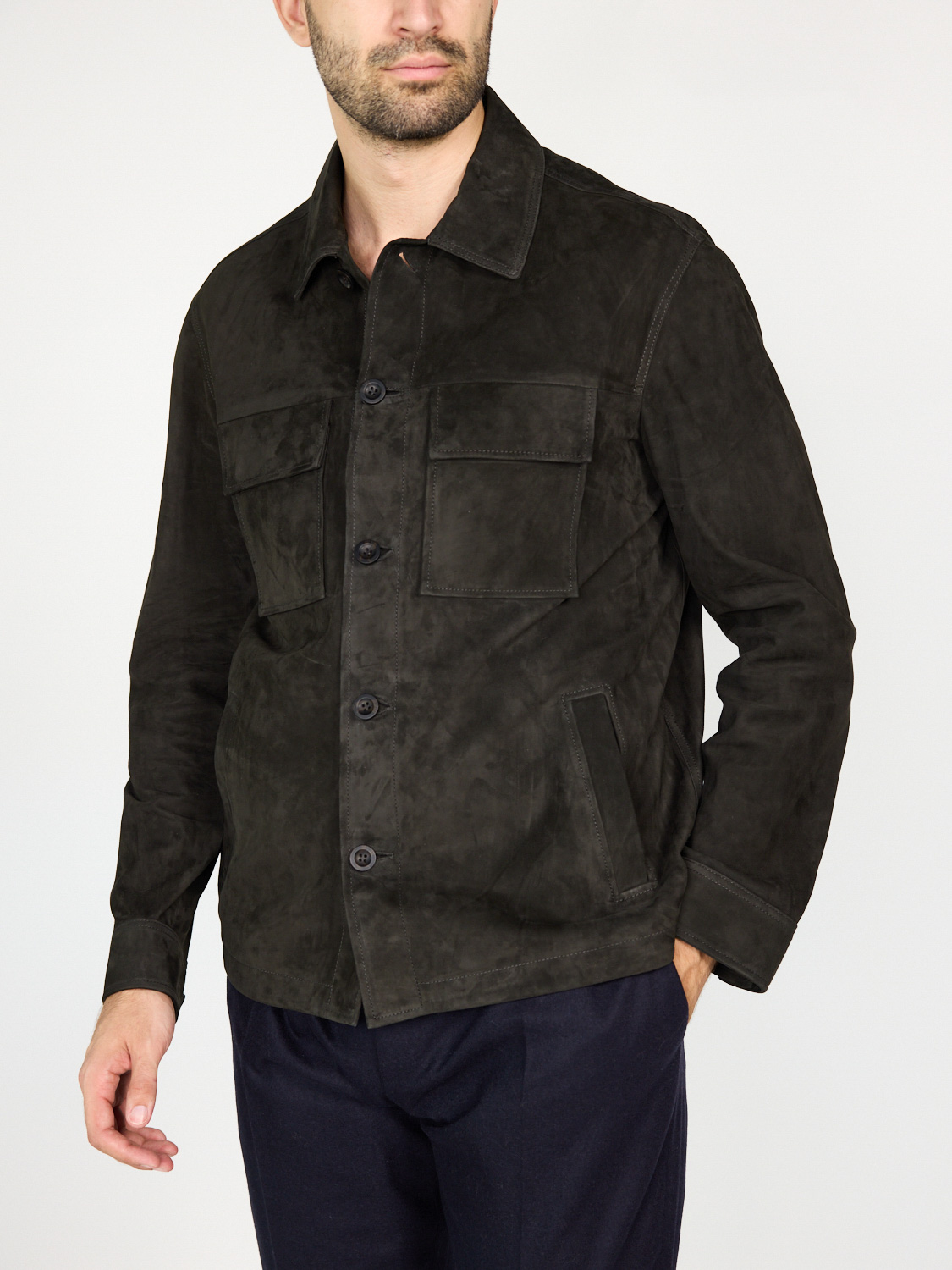 Arma Western shirt made of suede  brown 48