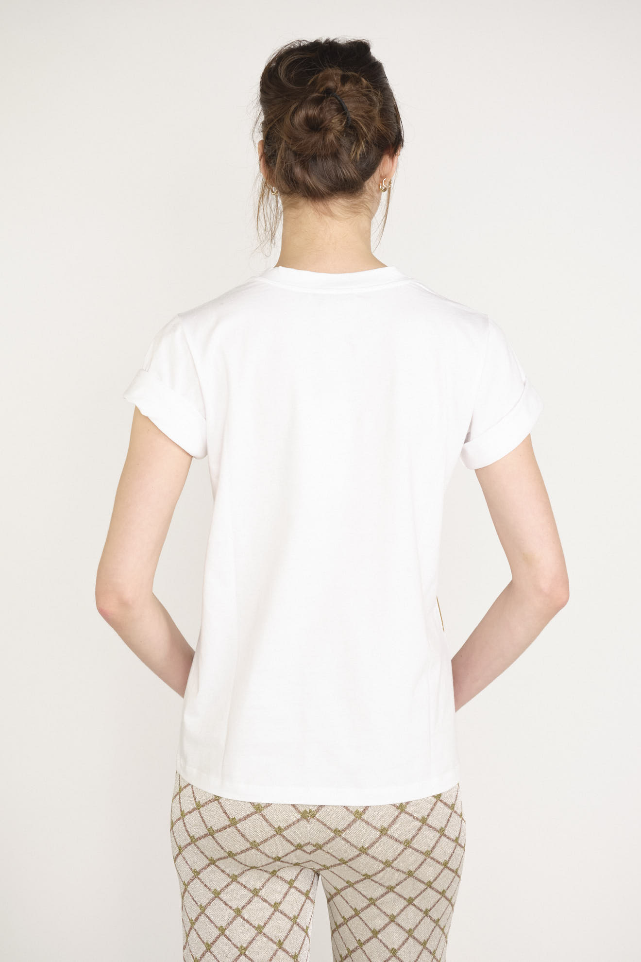 Wit t shirt met gouden online opdruk