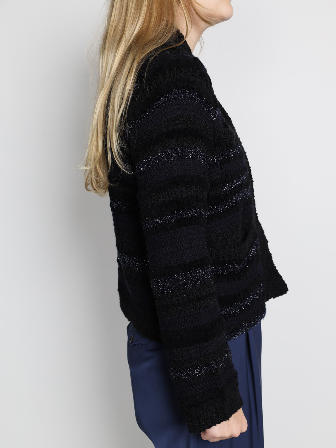 Dorothee Schumacher Bold Structures – chunky knit wool jacket marine XS