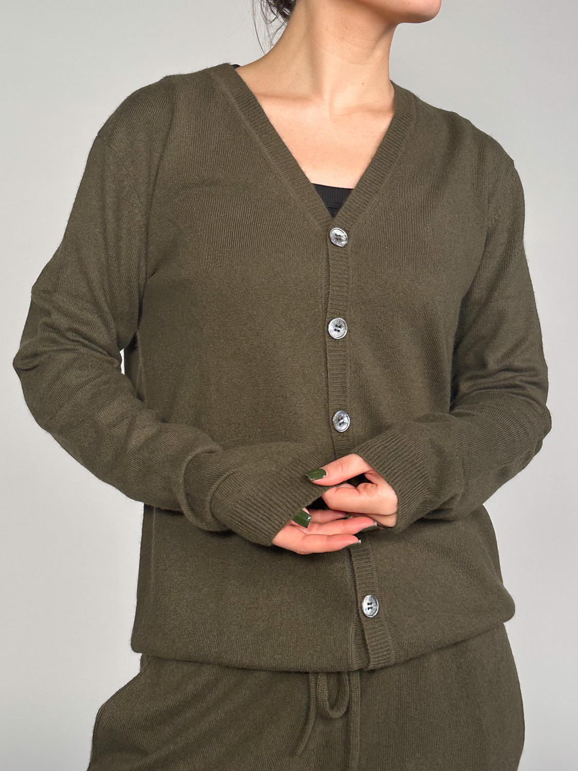 friendly hunting Strickjacke aus Cashmere   khaki M