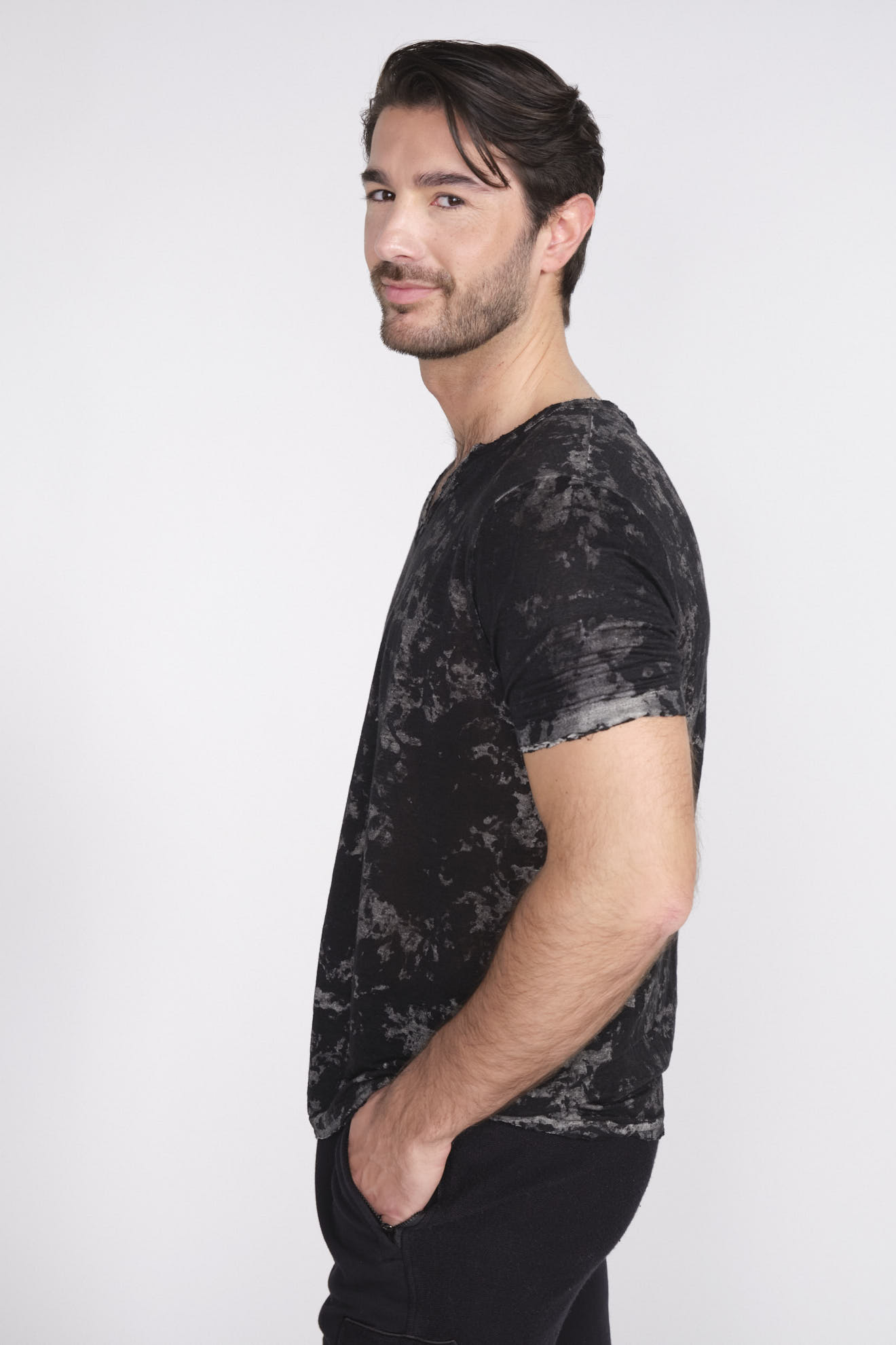 Avant Toi Maglia Serafino - T-shirt with batik pattern black M