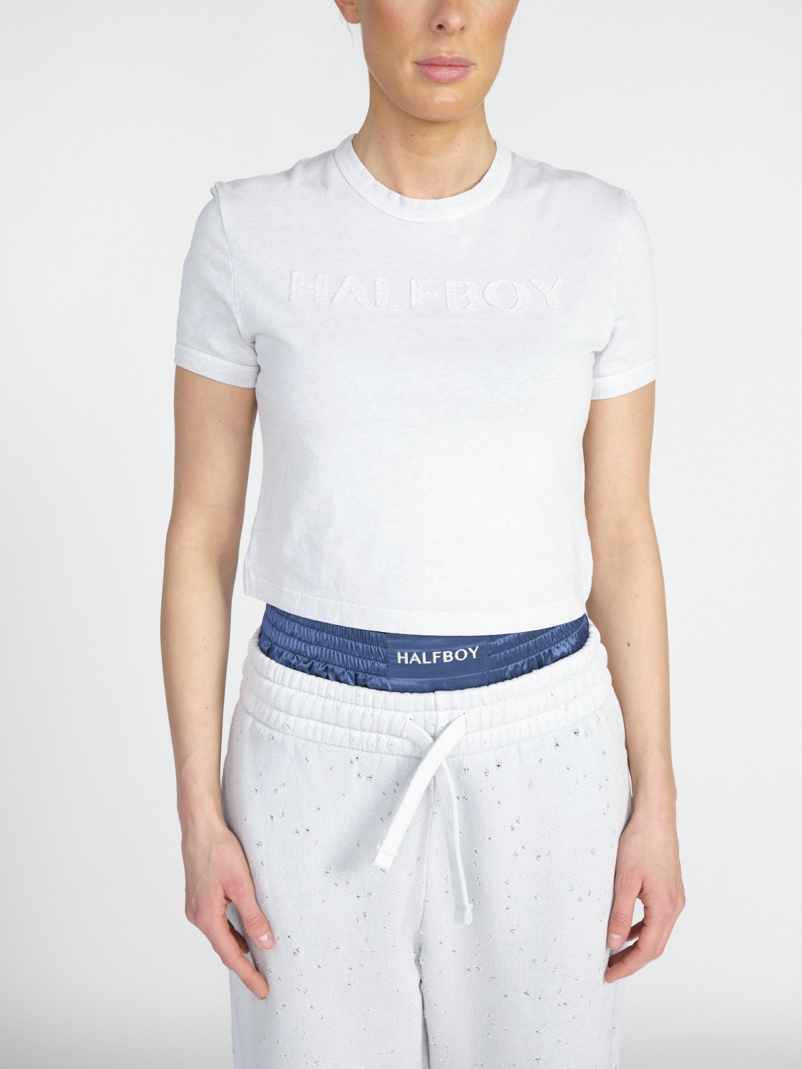 Halfboy Baby Tee - T-shirt in cotone con logo   grigio S