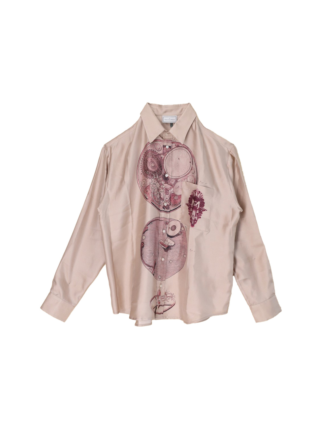 Printed long-sleeved silk blouse 