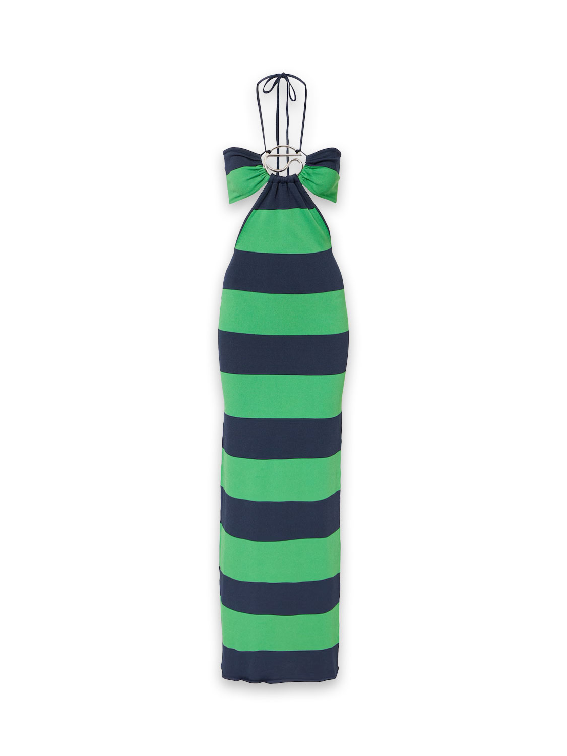 Knitted halterneck maxi dress with stripes  