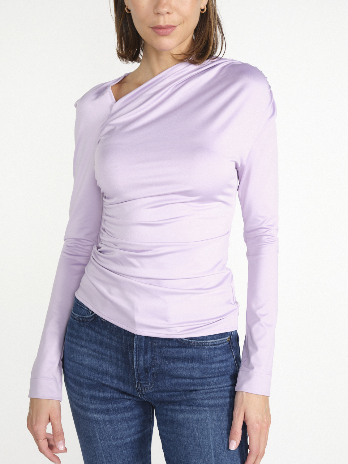 Victoria Beckham Asymmetrical blouse with ruffles  lila 36