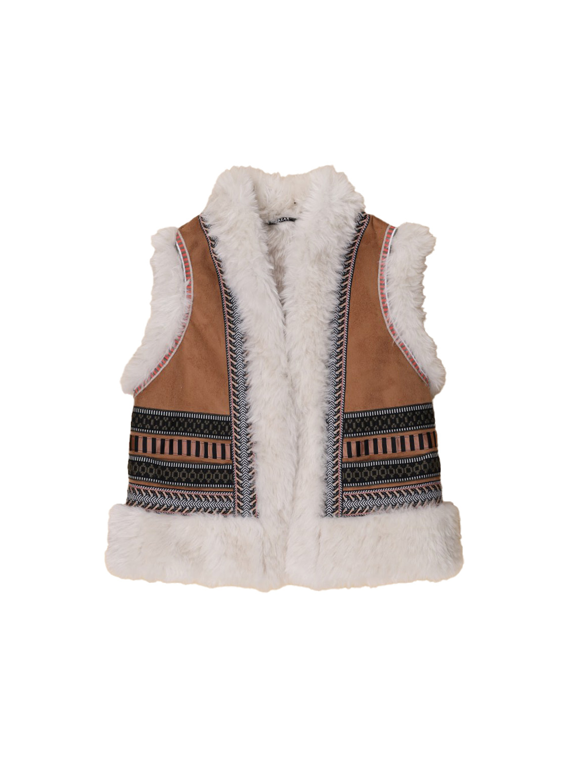 Bazar Deluxe Fur vest with embroidered pattern  camel 34