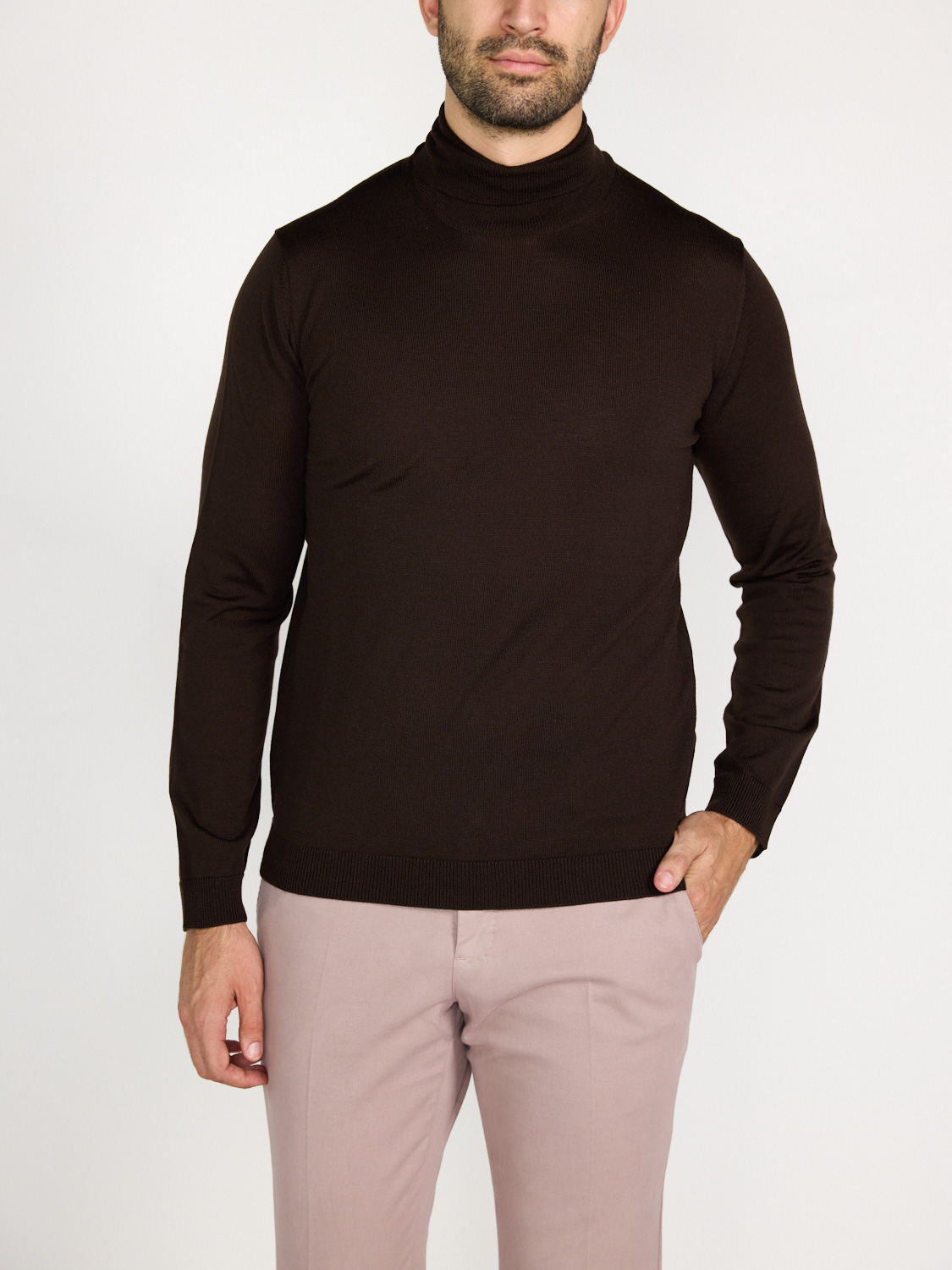 Roberto Collina Rollkragen-Pullover aus Merinowolle   marrone 52