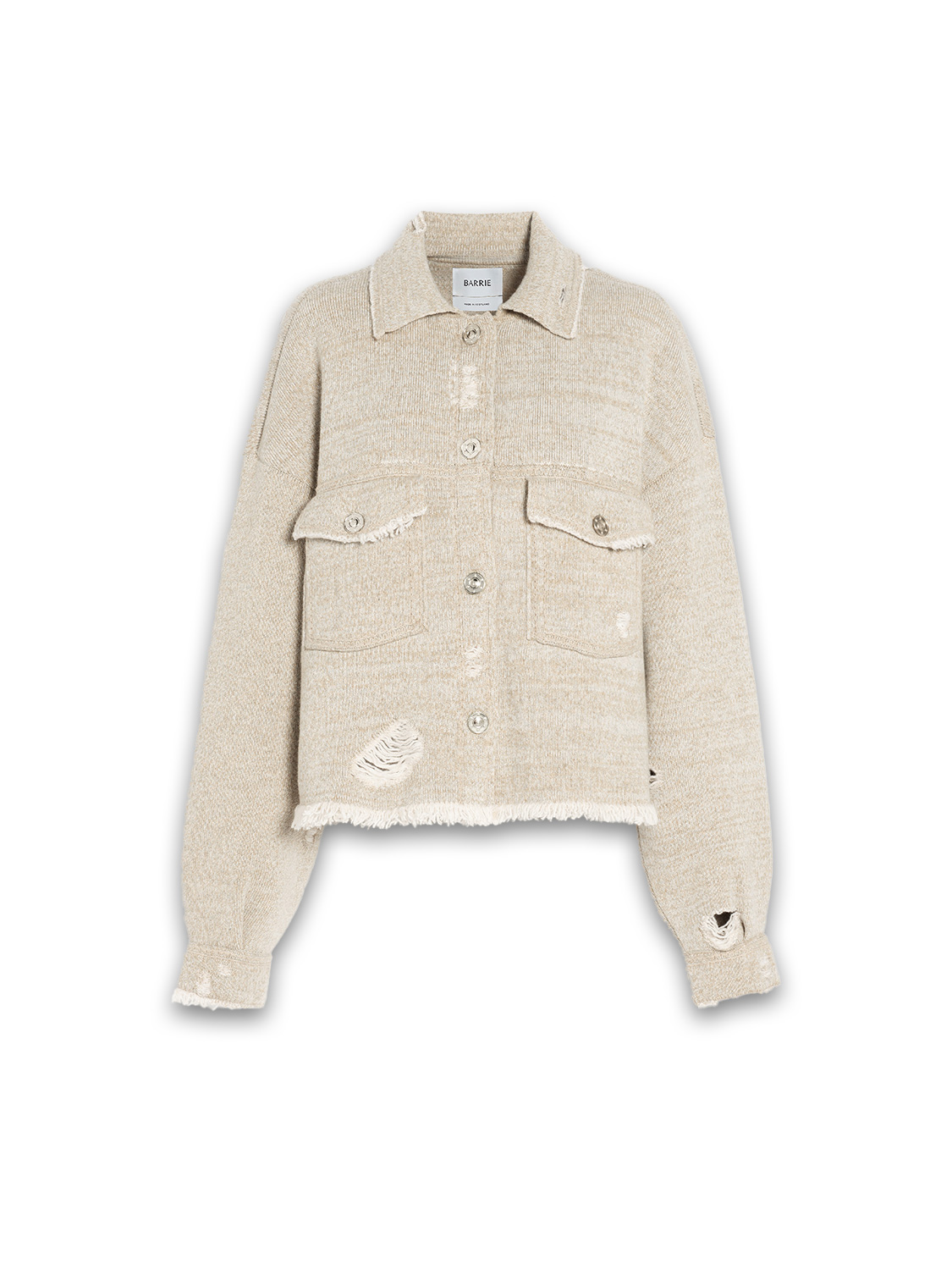 Jacke made of cotton cashmere mix with fringed details 