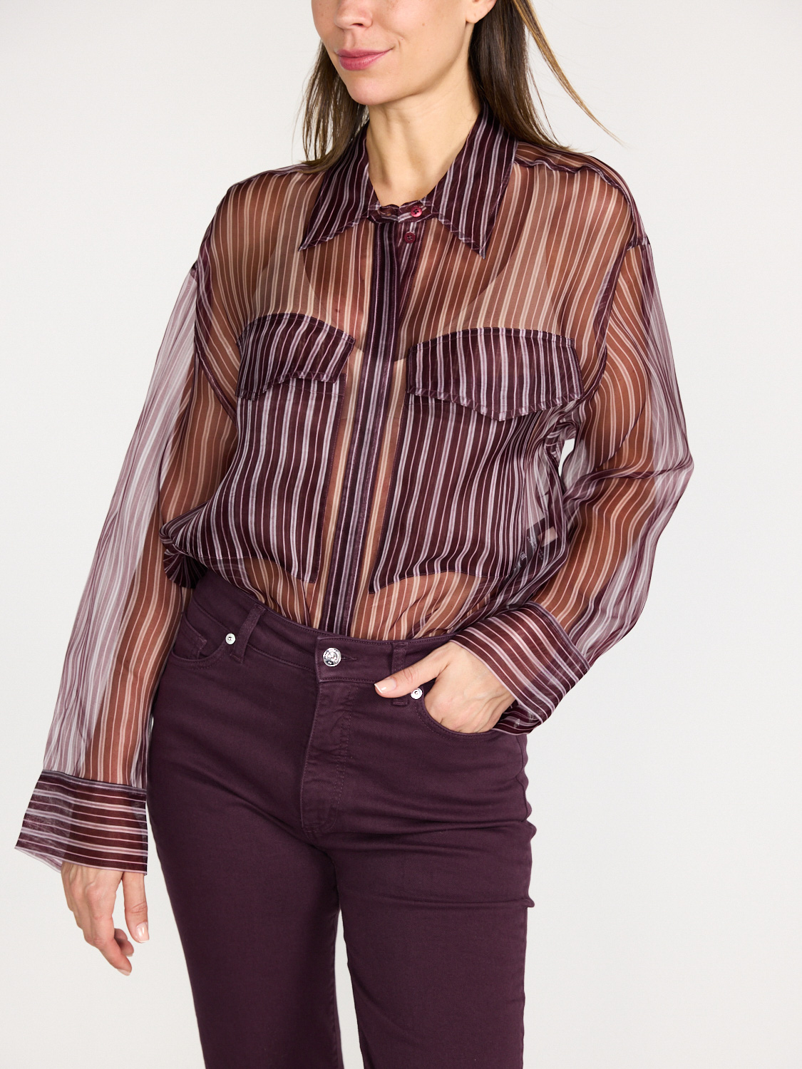 Dorothee Schumacher Transparent stripe Blouse  bordeaux S