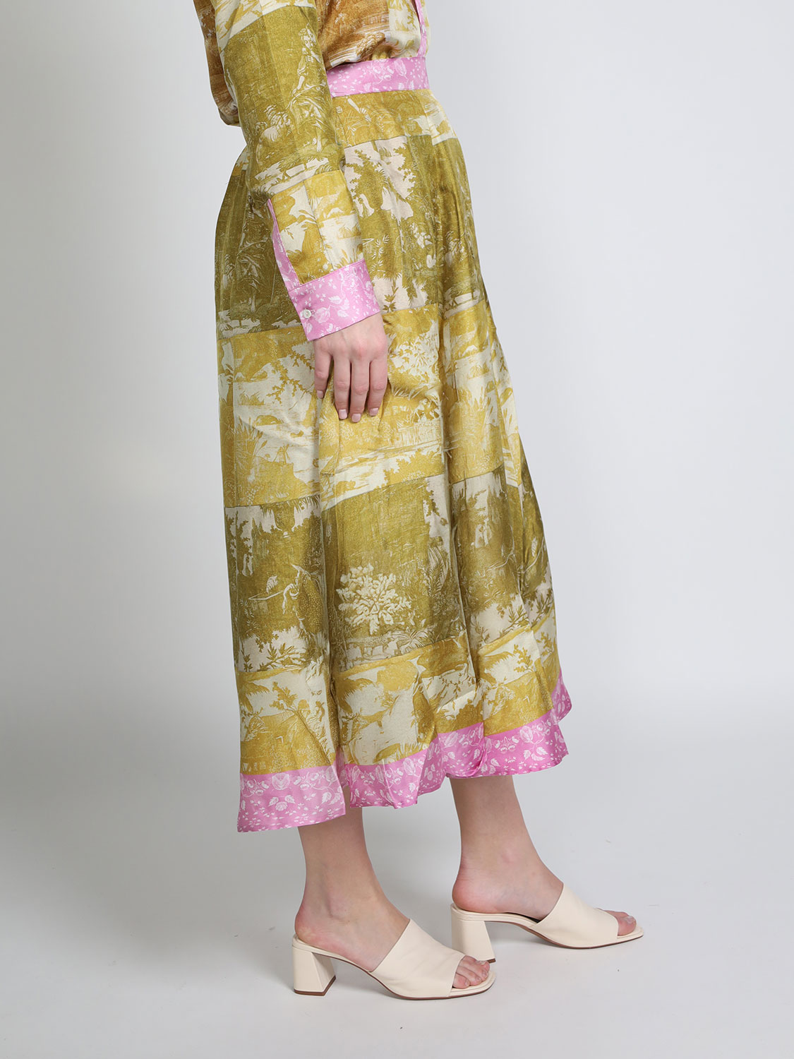 Pierre Louis Mascia Aloe – silk skirt with floral pattern  yellow S