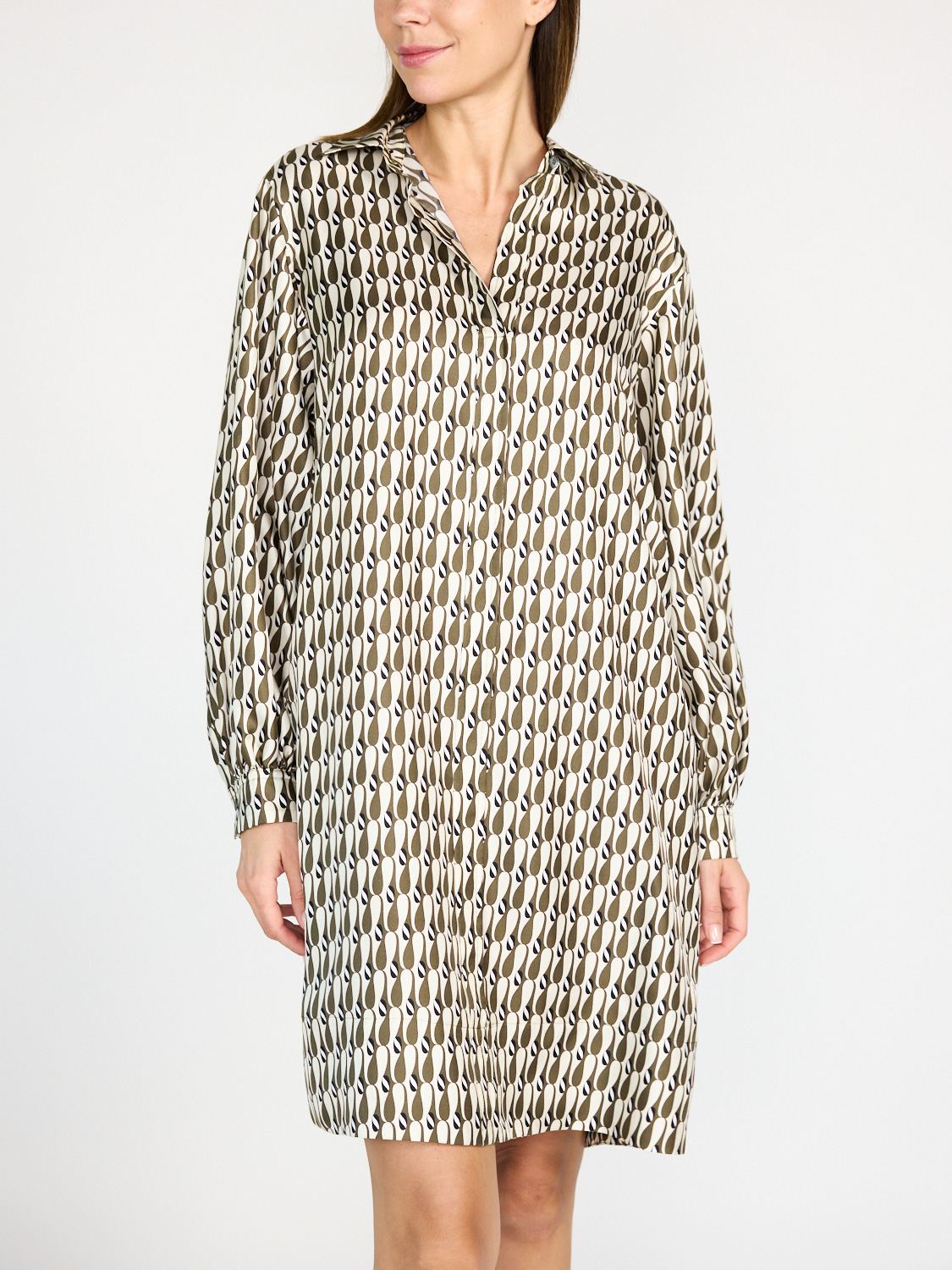 Odeeh Blouse dress with pinstripe design  khaki 40