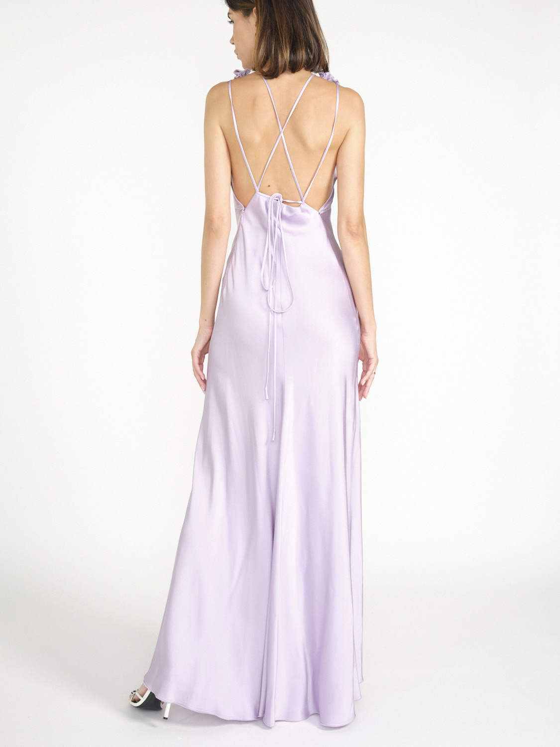 Victoria Beckham Gathered maxi dress in satin look  36 purple