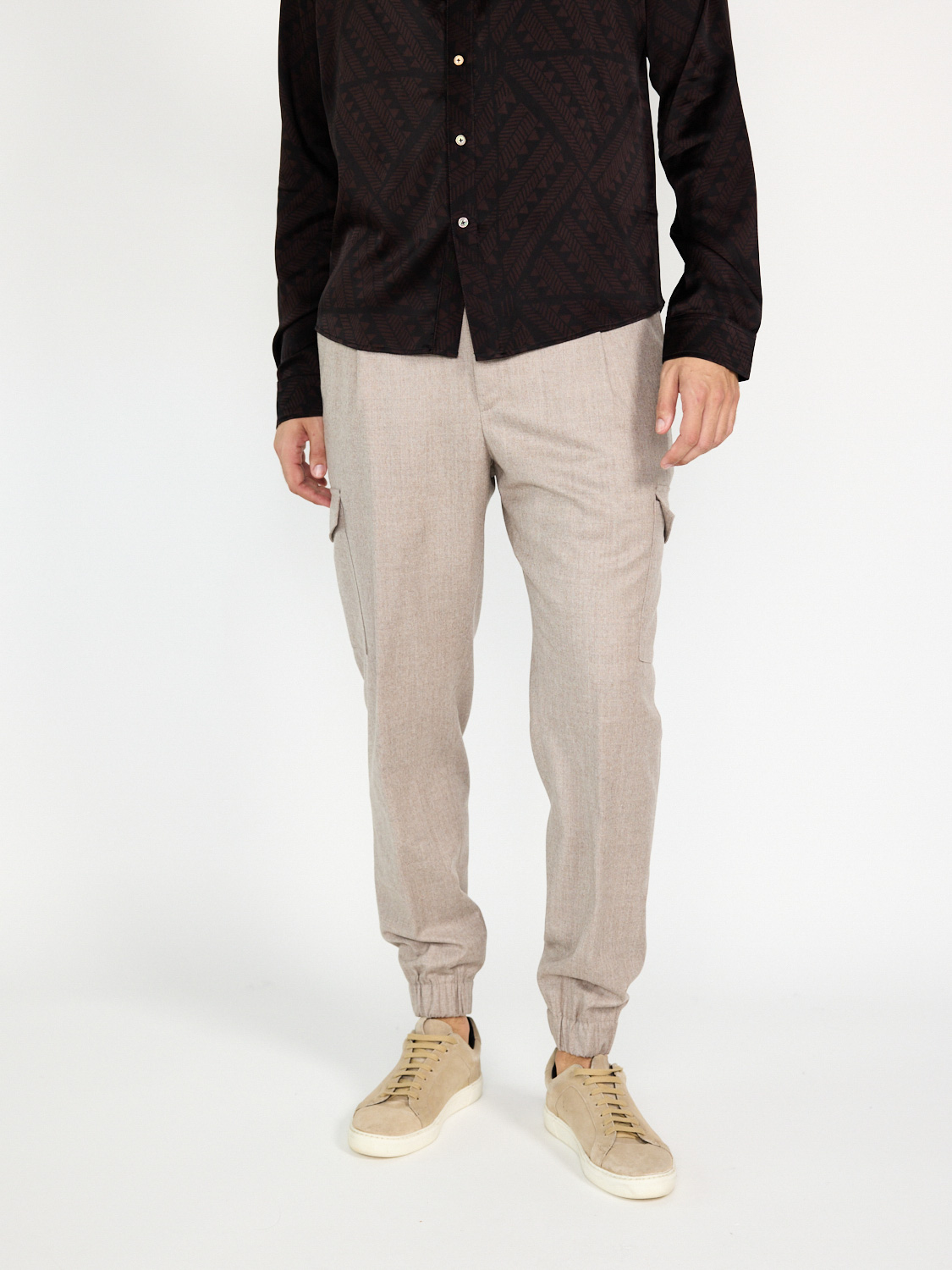 Soft fit trousers made from a virgin wool and silk mix 