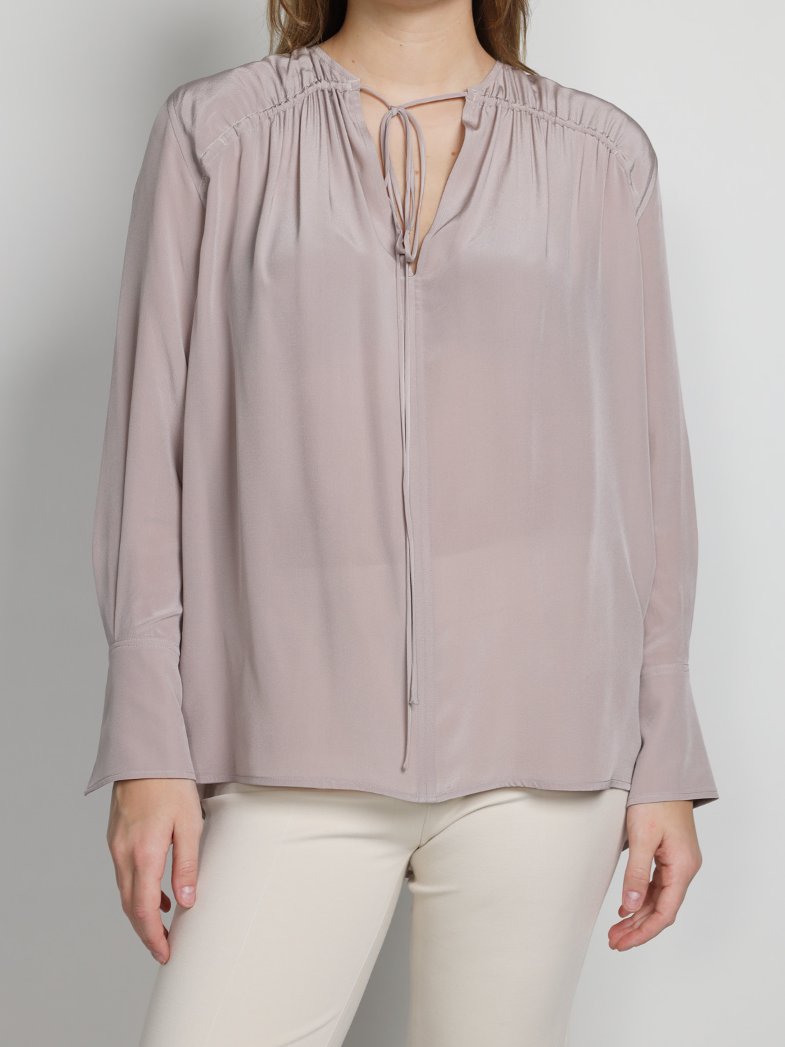 Victoria Beckham Gathered Tie – Seiden-Bluse  rosa 36