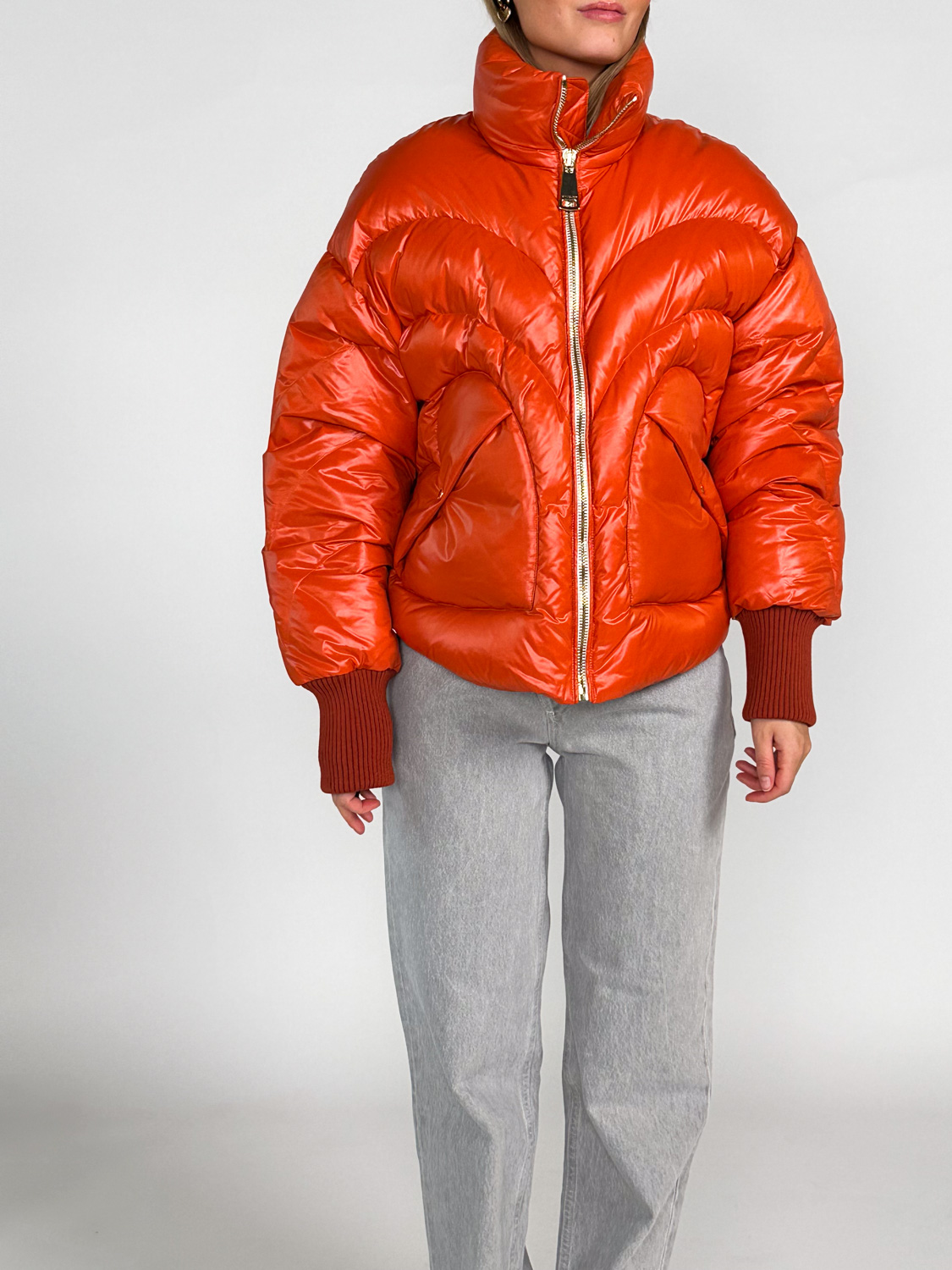 khrisjoy Corazon – Shiny down jacket  orange S/M