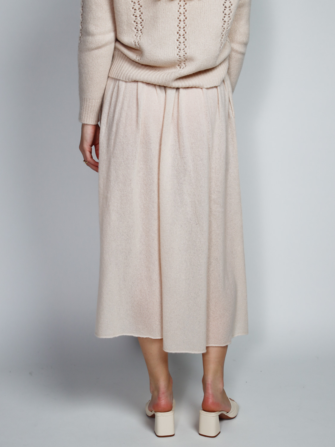 LU Ren Lenor cashmere midi skirt  beige XS