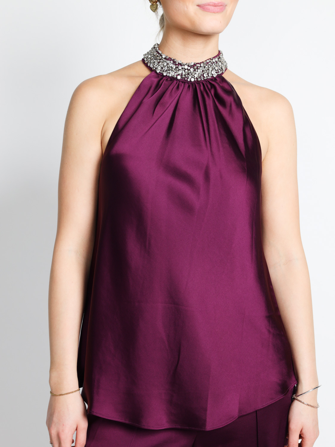 Simkhai Navi – Bluse mit Strass-Details   Bordeaux S