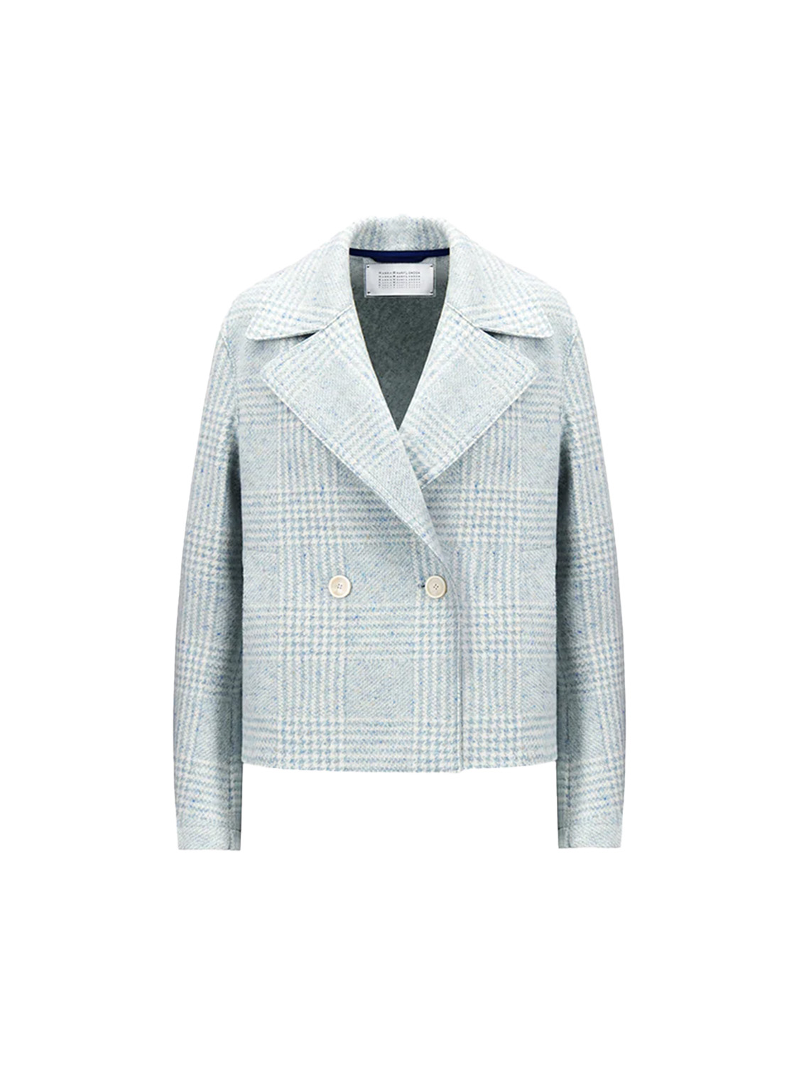 Harris Wharf London Women Cropped -  Caban jacket with houndstooth pattern hellblau 38