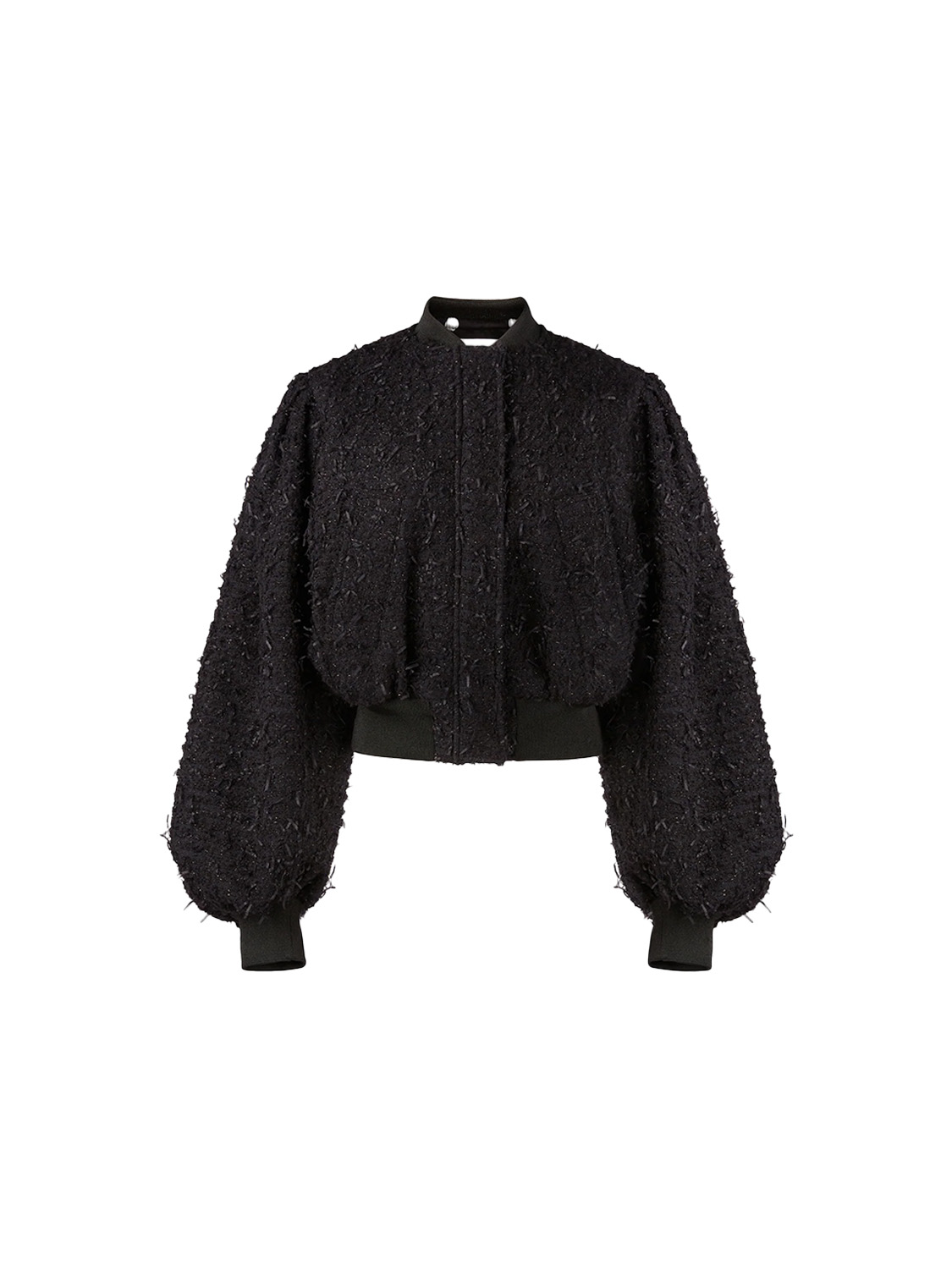 Nina Ricci Cropped bomber jacket made of tweed  black 34