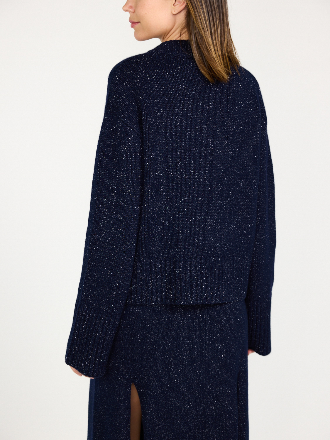 Lisa Yang Aletta - Textured cashmere silk sweater  navy 36