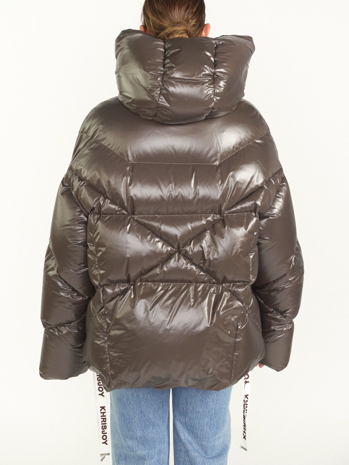 khrisjoy Puff Khris Iconic Shiny - Puffer jacket with hood brown S/M