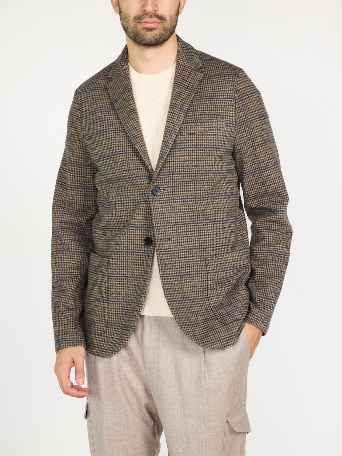 Harris Wharf London Blazer made from a patterned wool and cotton blend  multi 48