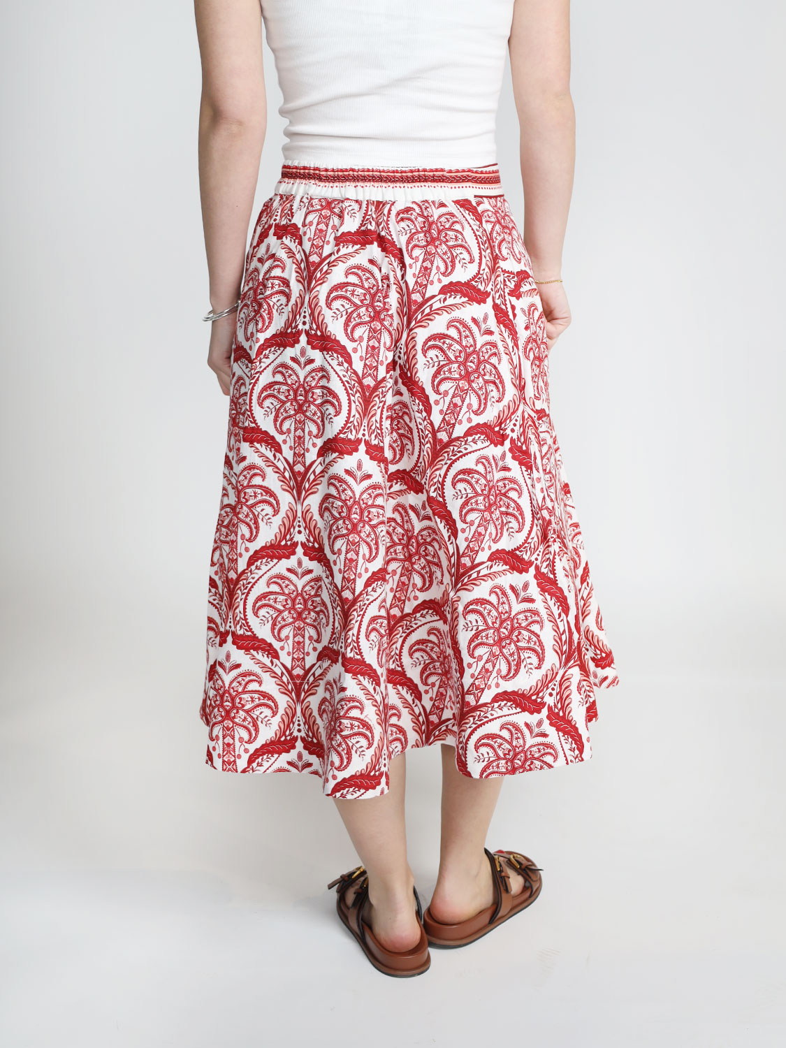 Farm Rio Tropical - Midi skirt with floral pattern   red XS