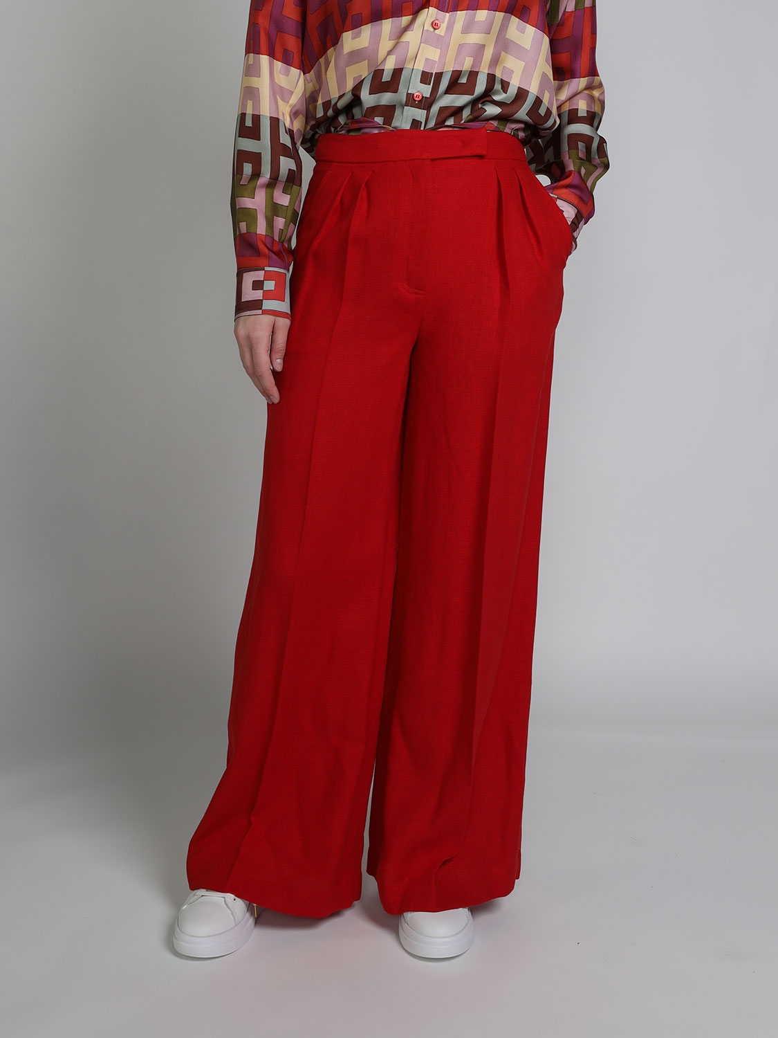 Lorena Antoniazzi Wide-leg pants in linen  red 34