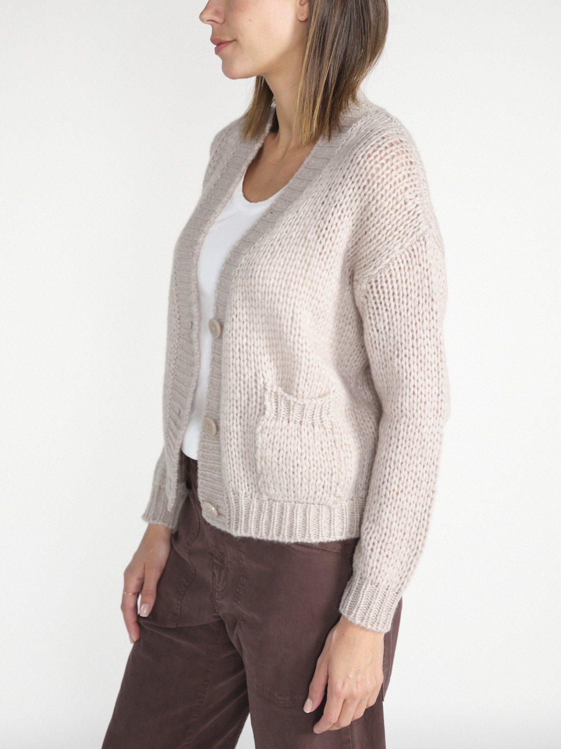 Roberto Collina Kurzer Cardigan aus Alpaka-Woll-Mix   crema XS