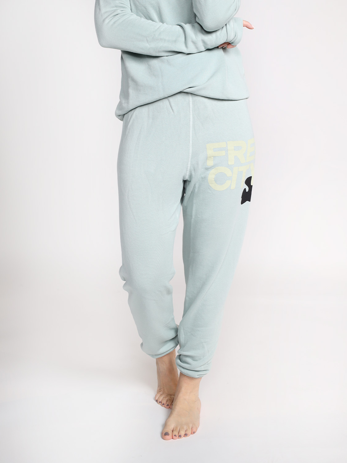 Free City Superfluff - Jogging trousers in cotton blend     hellblau XS