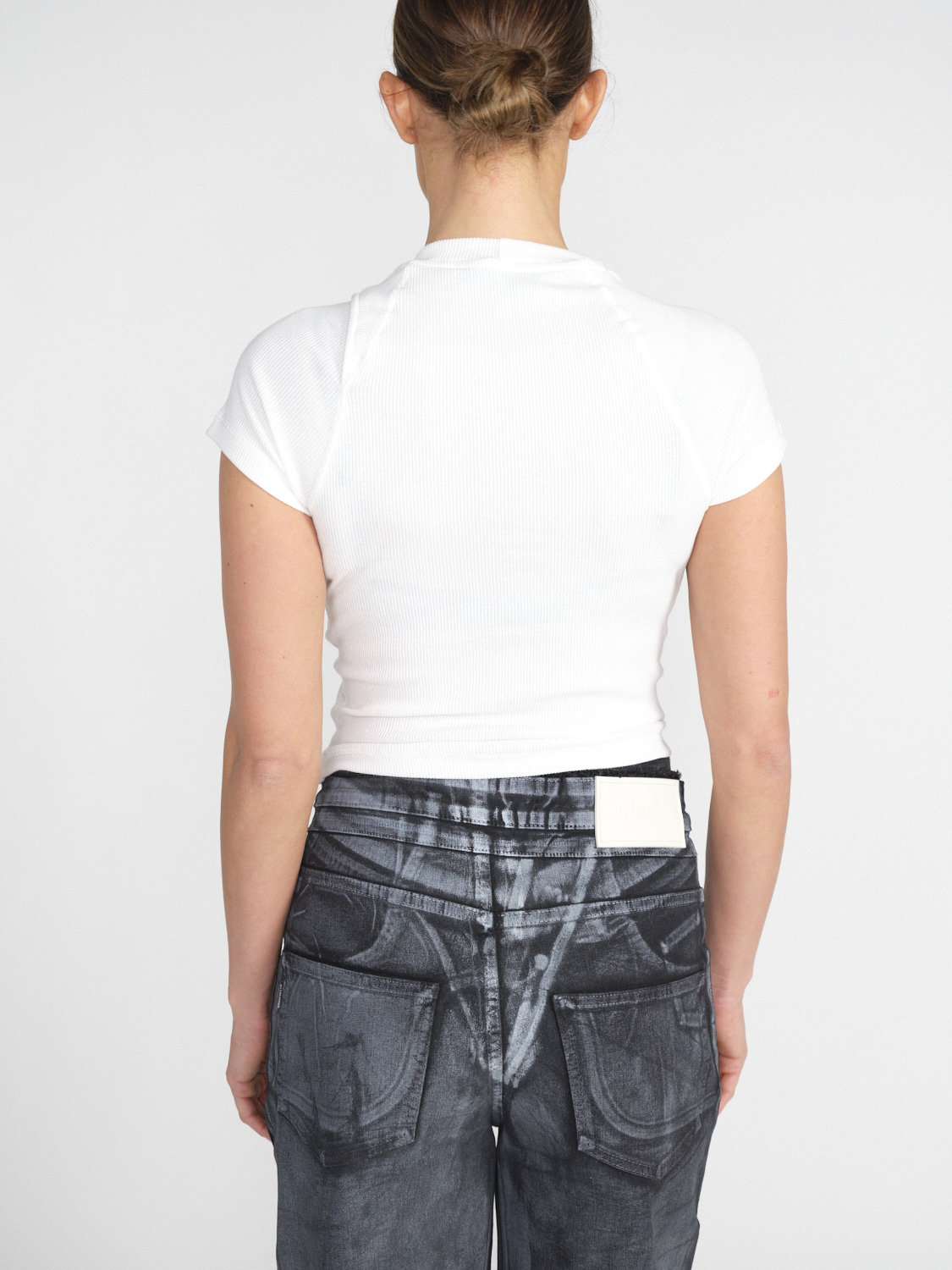 Ottolinger Deconstructed - Stretchy ribbed cotton shirt  white XS