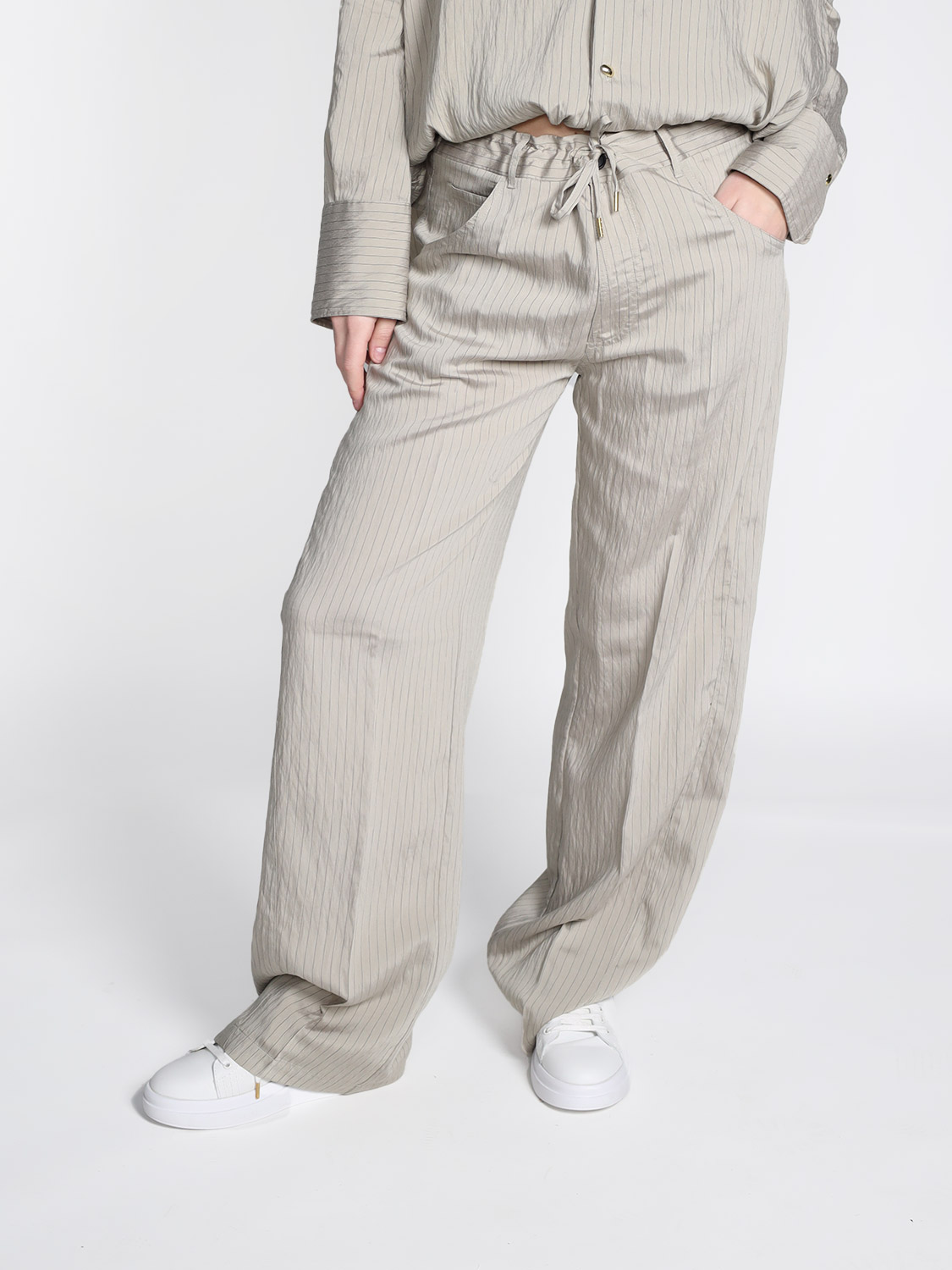 Darkpark Iris - Hose mit weitem Bein und Streifenmuster taupe 26