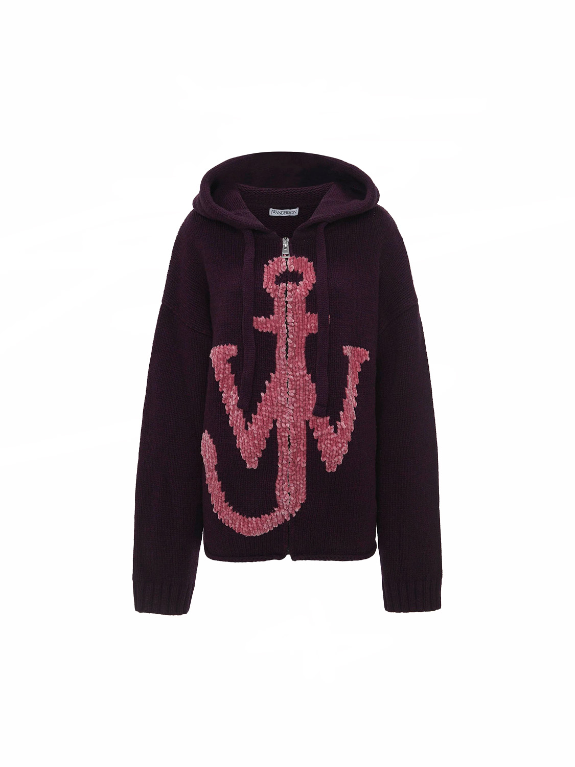 Hoodie with anchor logo and zip fastening 