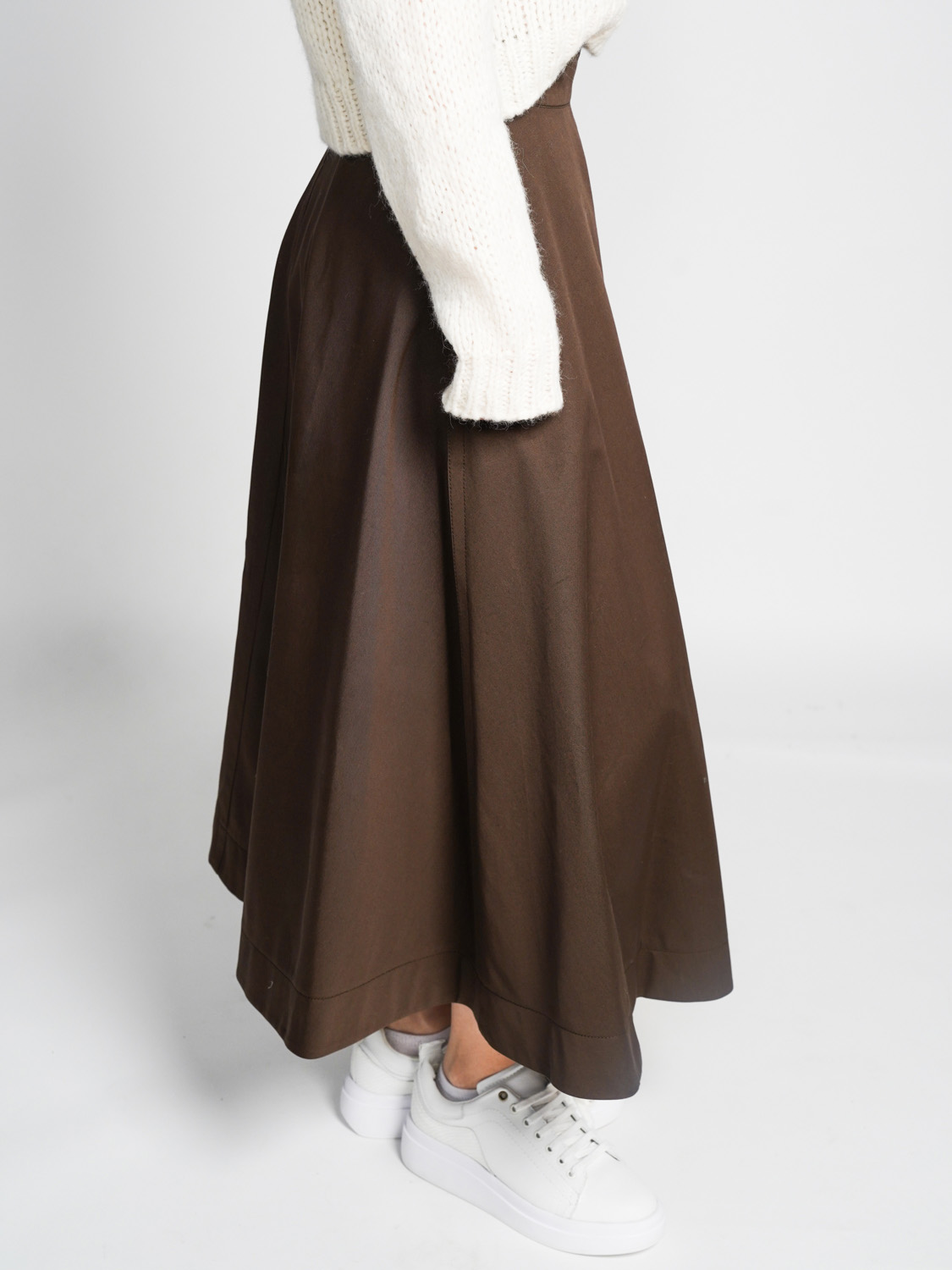 Patou Long – Long A-shape skirt  36 brown