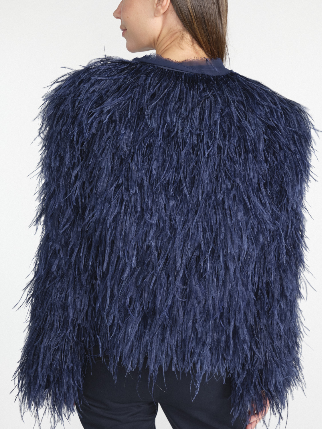 Dorothee Schumacher Feathery Volume - Short jacket with feathers  marine S