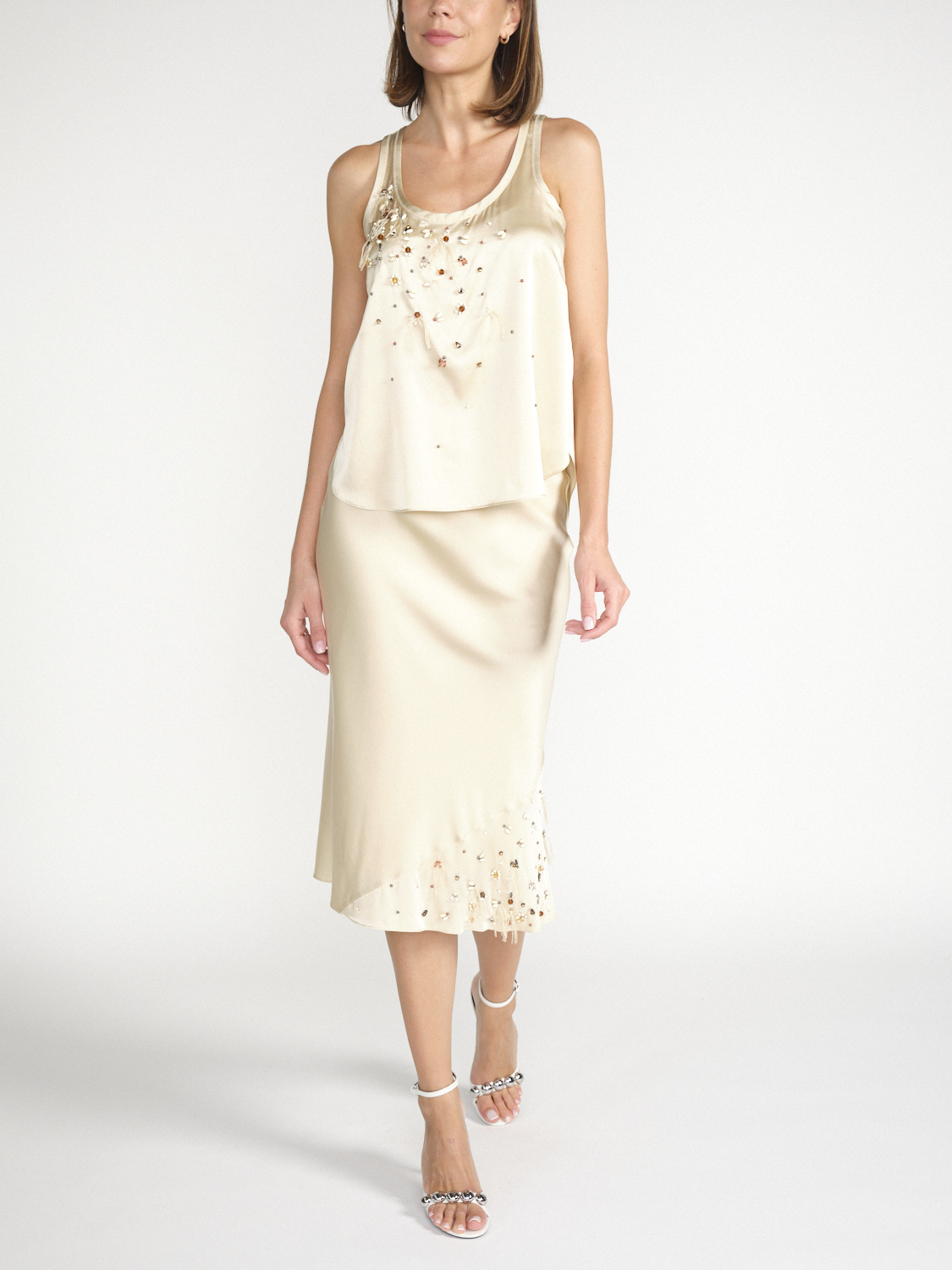 Dorothee Schumacher Sprakling Statements – Seiden-Bluse mit taufgestrickten Details   creme M